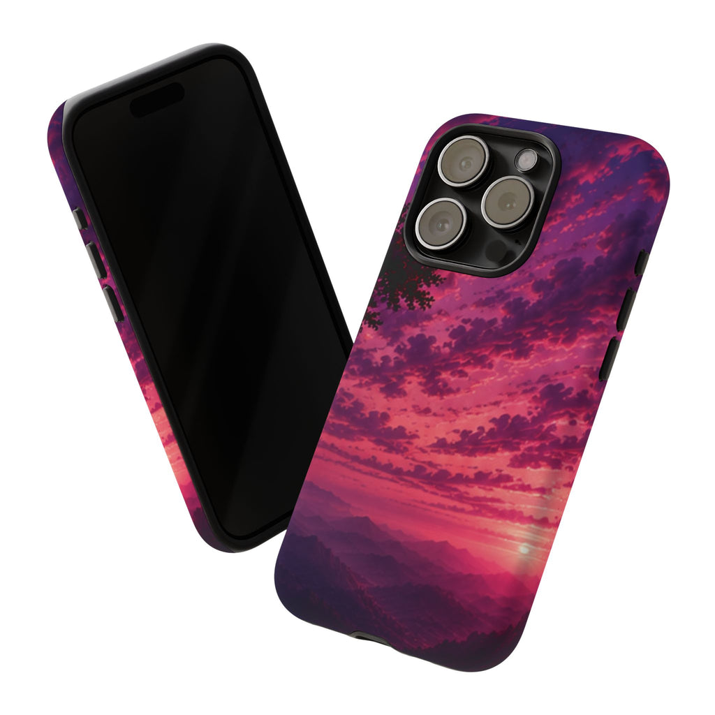 Sunset Mountain Phone Case — Purple Pink Scenic Tough Case