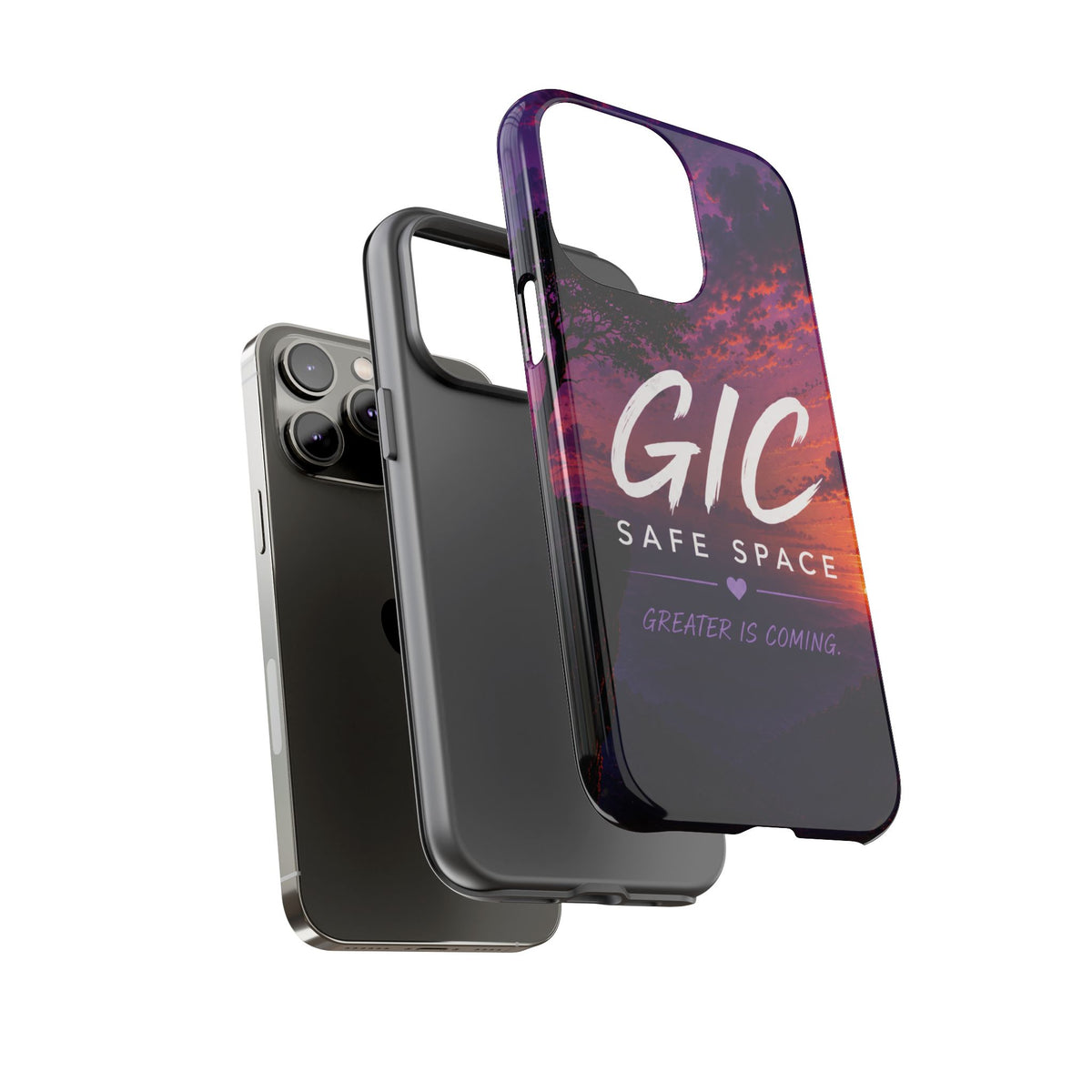GIC Safe Space Tough Phone Case — "Greater Is Coming" Sunset Design