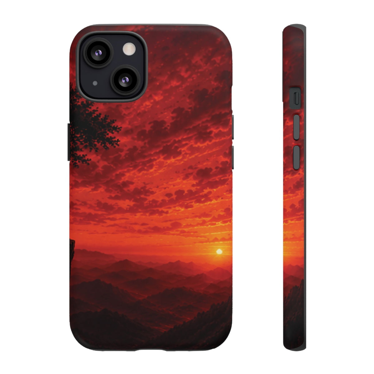 Sunset Mountain Tough Phone Case — Red Horizon Landscape Protective Case
