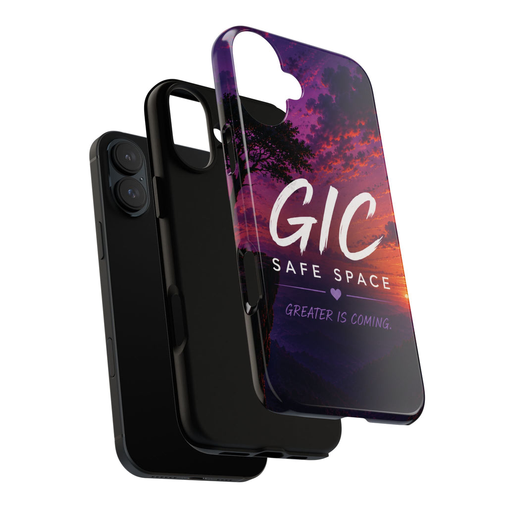 GIC Safe Space Tough Phone Case — "Greater Is Coming" Sunset Design
