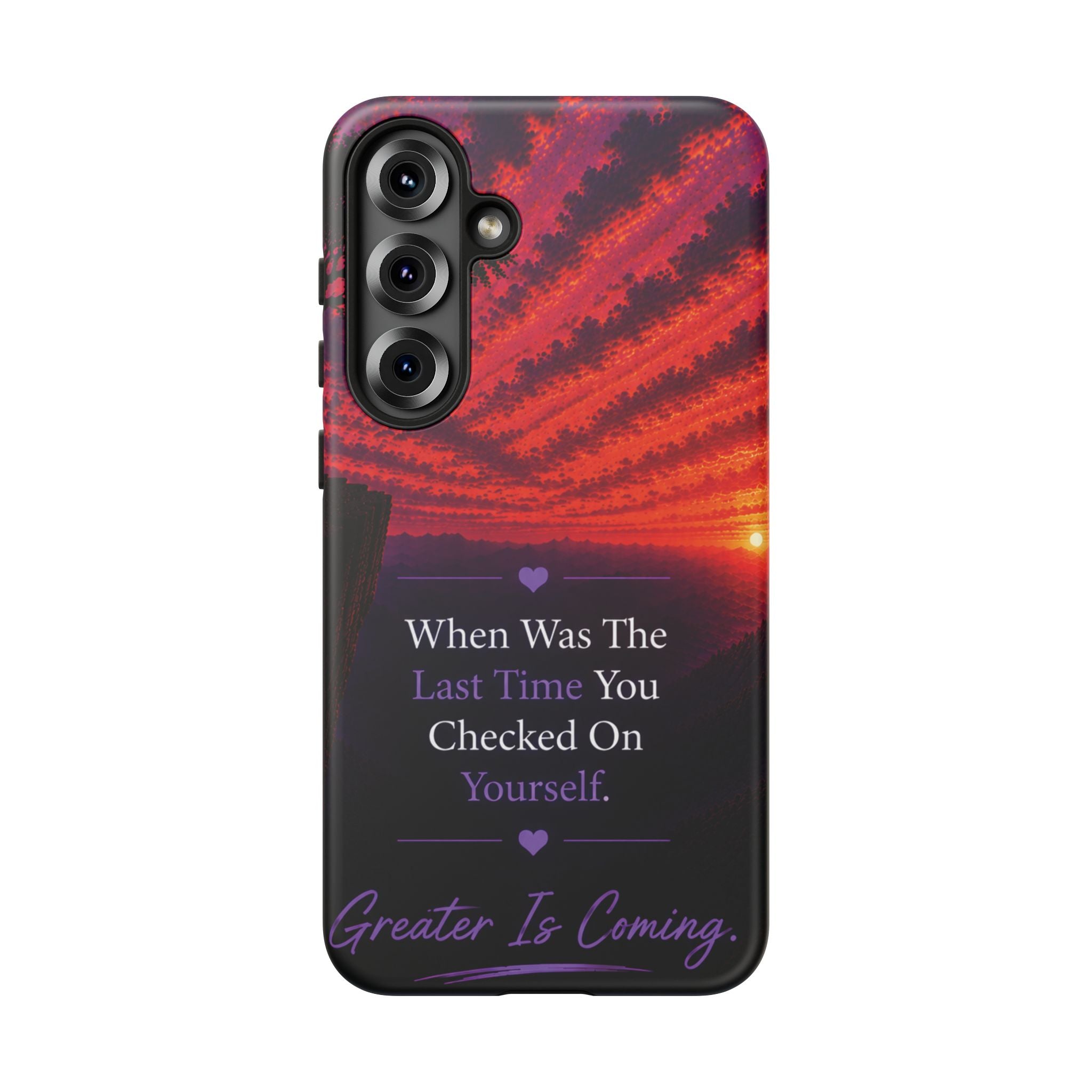 Inspirational Phone Case - "When Was The Last Time You Checked On Yourself?" Sunset Self-Care Quote
