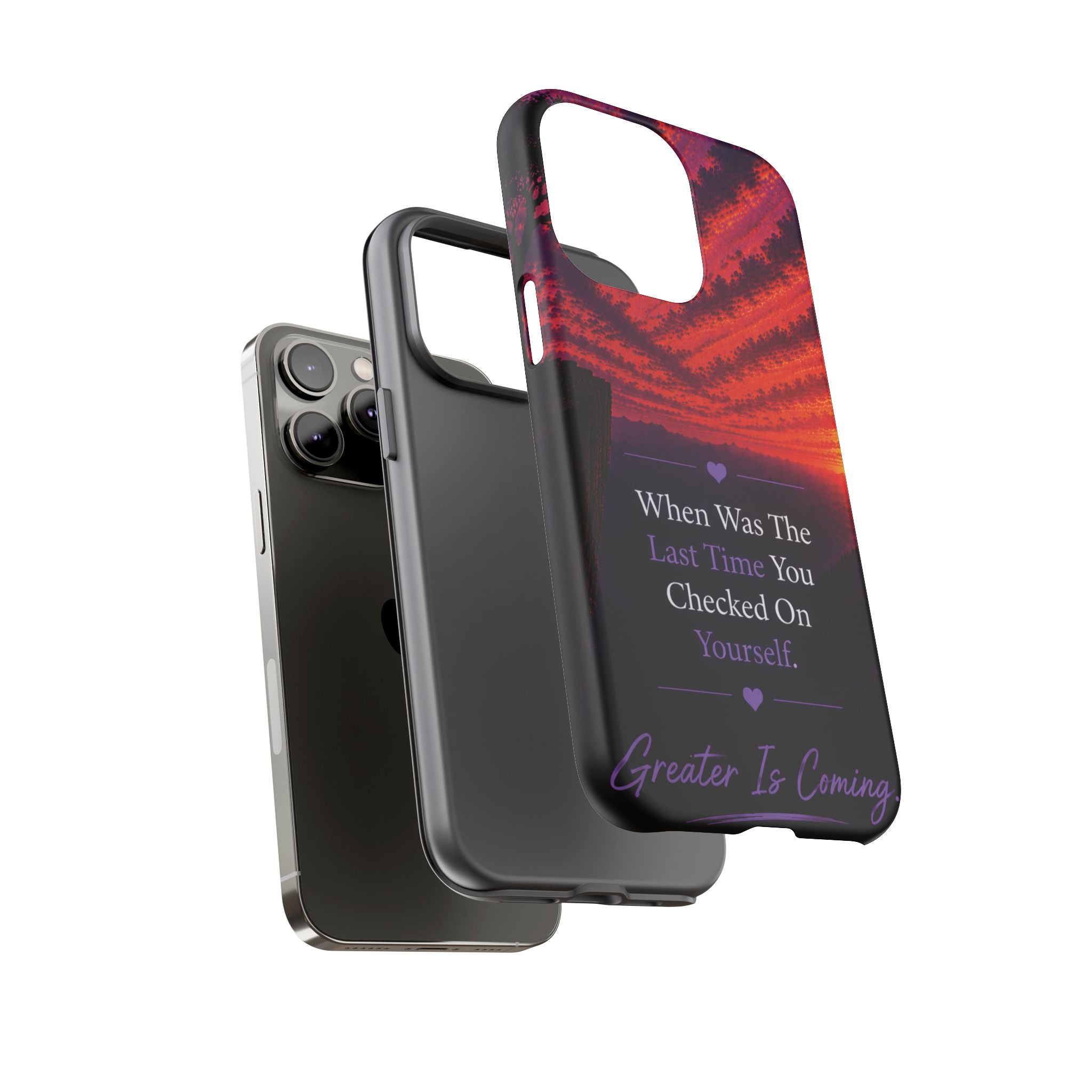 Inspirational Phone Case - "When Was The Last Time You Checked On Yourself?" Sunset Self-Care Quote