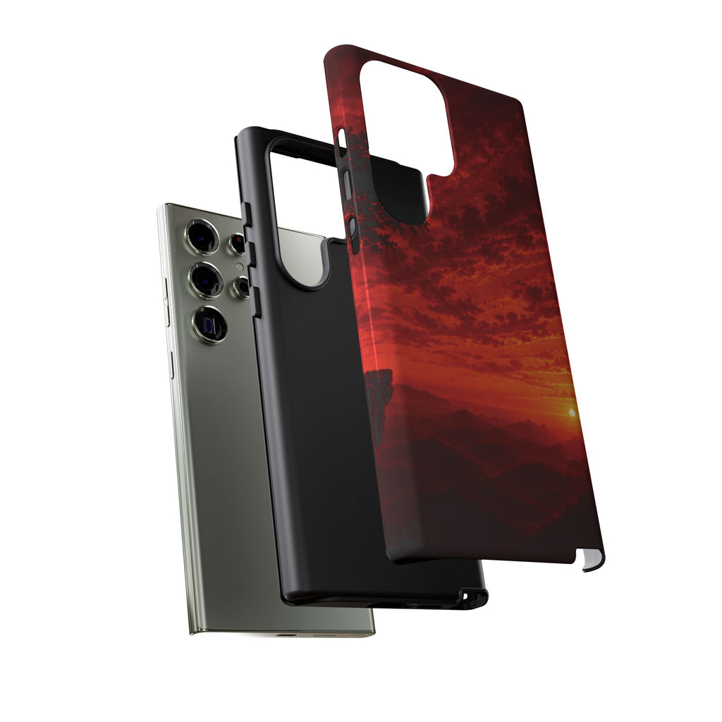 Sunset Mountain Tough Phone Case — Red Horizon Landscape Protective Case
