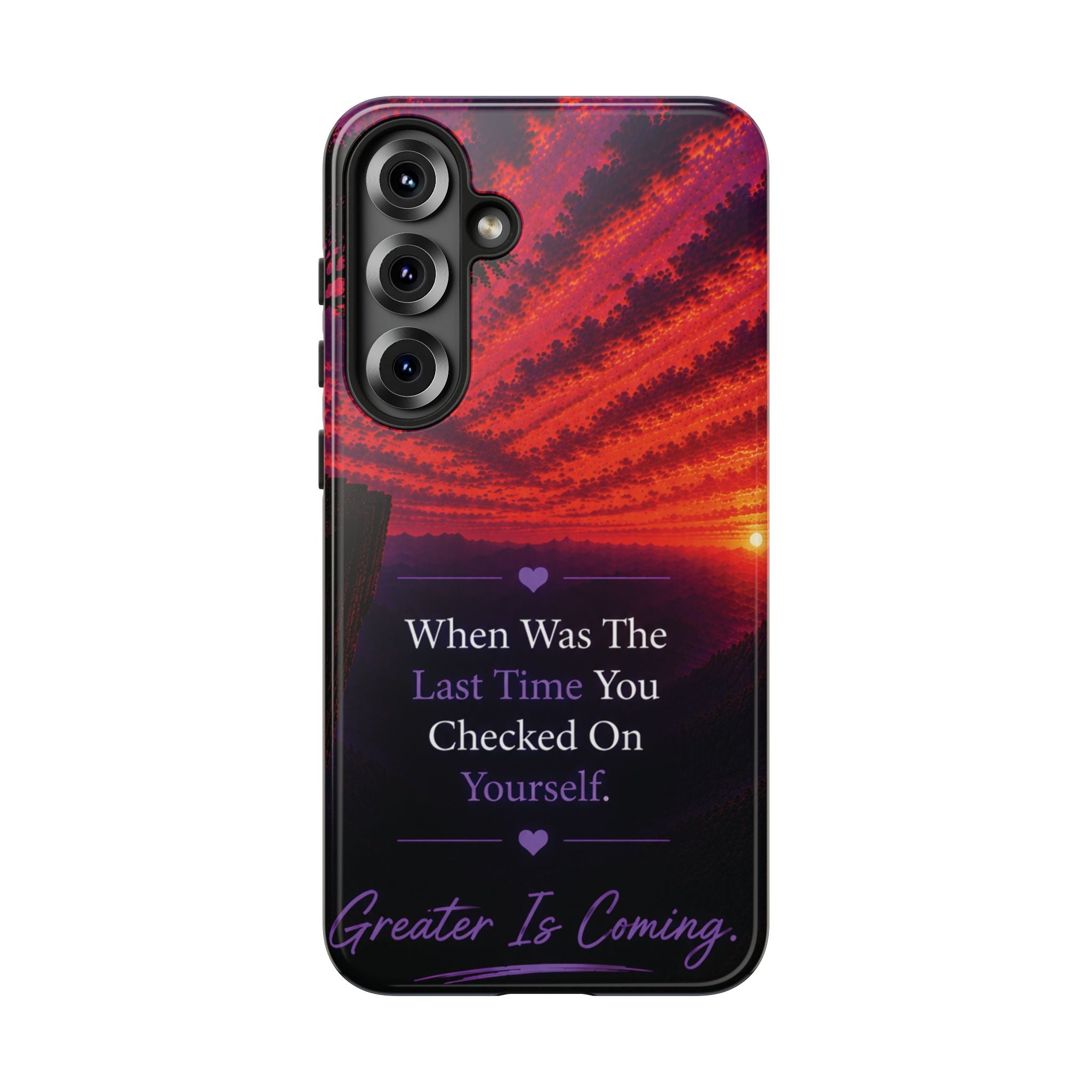 Inspirational Phone Case - "When Was The Last Time You Checked On Yourself?" Sunset Self-Care Quote