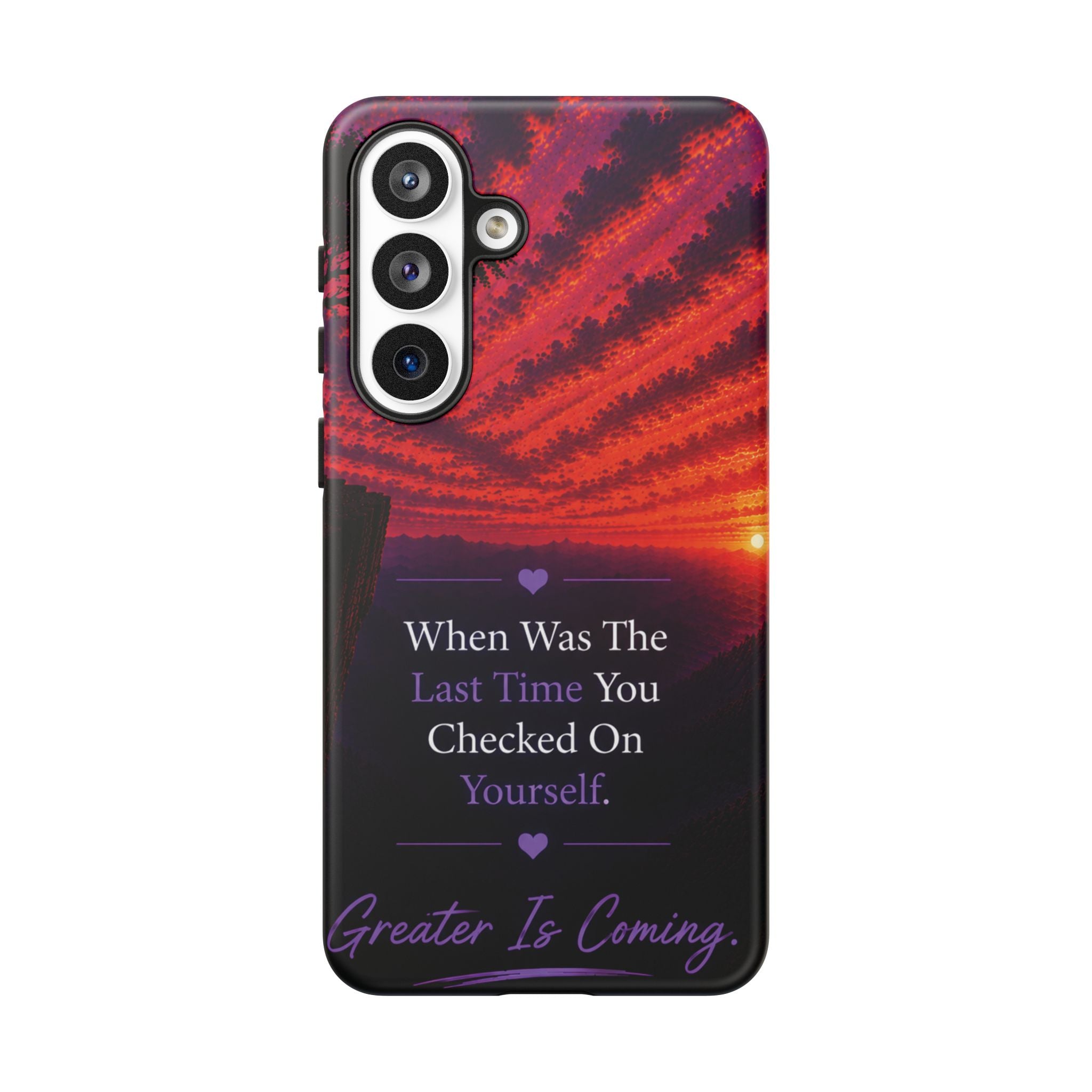 Inspirational Phone Case - "When Was The Last Time You Checked On Yourself?" Sunset Self-Care Quote
