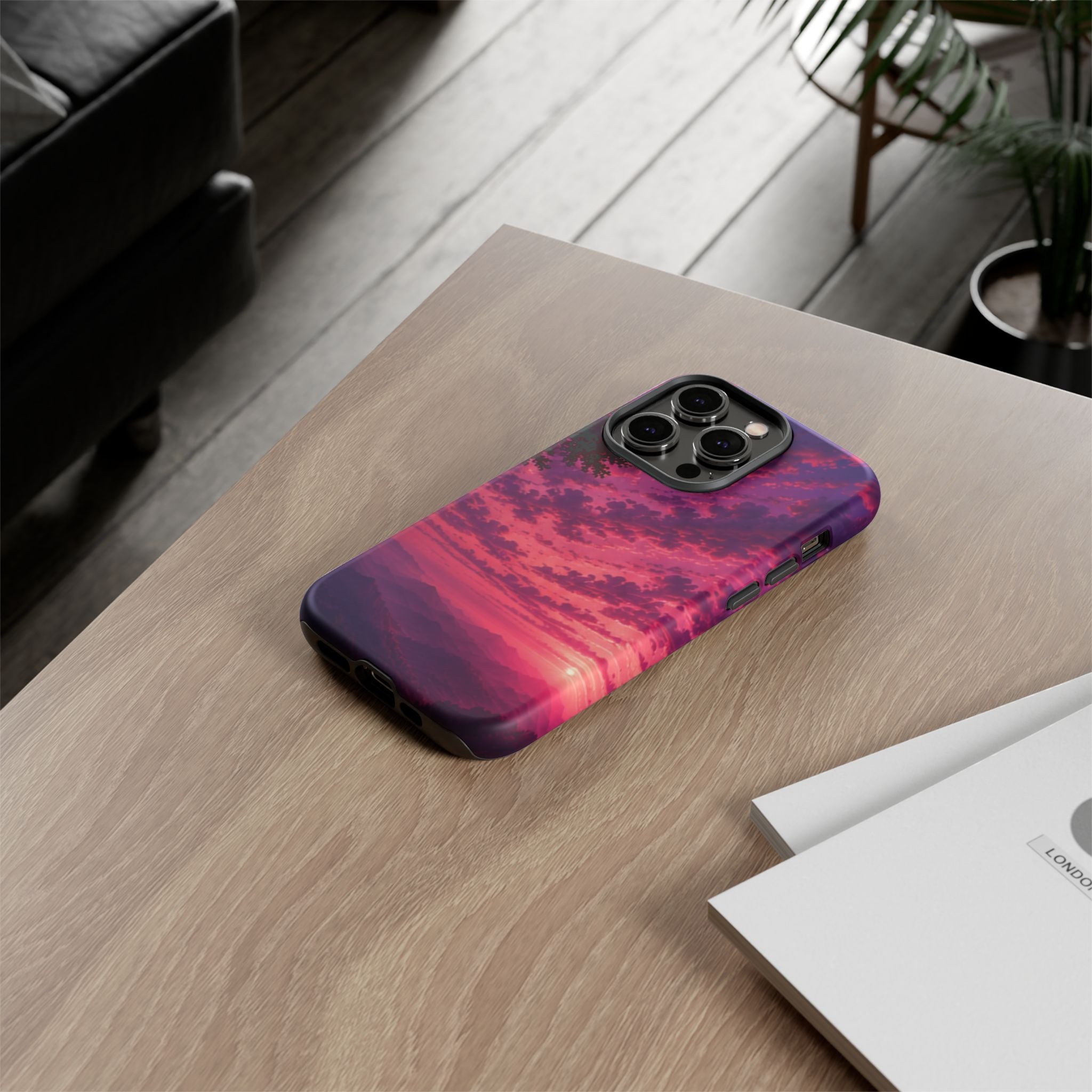Sunset Mountain Phone Case — Purple Pink Scenic Tough Case