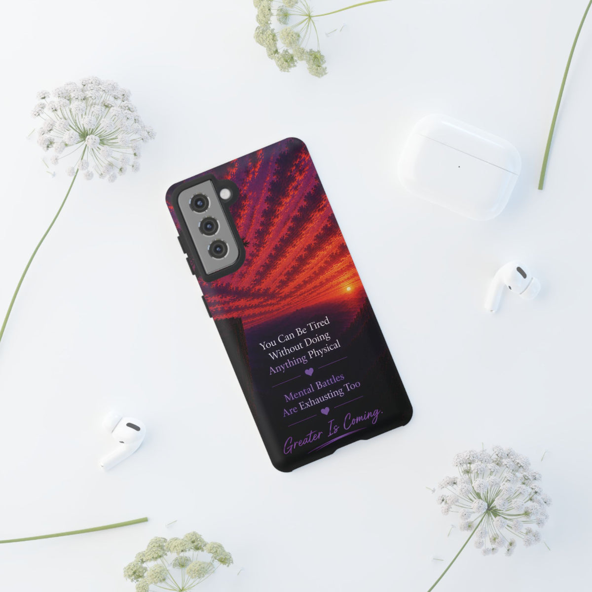 Phone Case — "Greater Is Coming" Inspirational Sunset Design