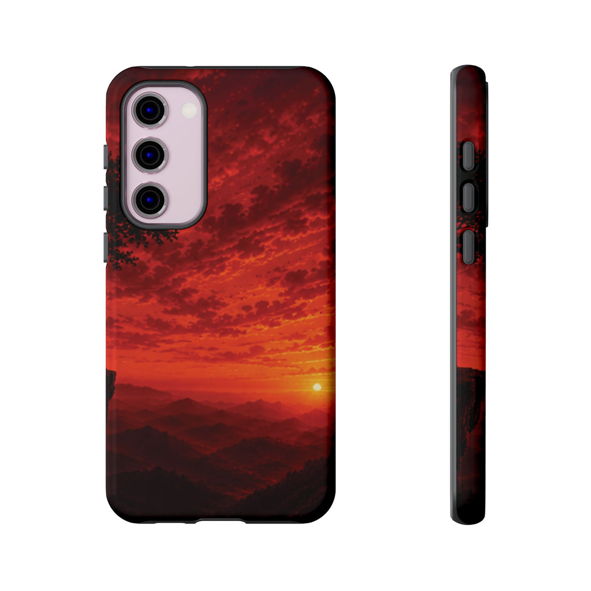 Sunset Mountain Tough Phone Case — Red Horizon Landscape Protective Case