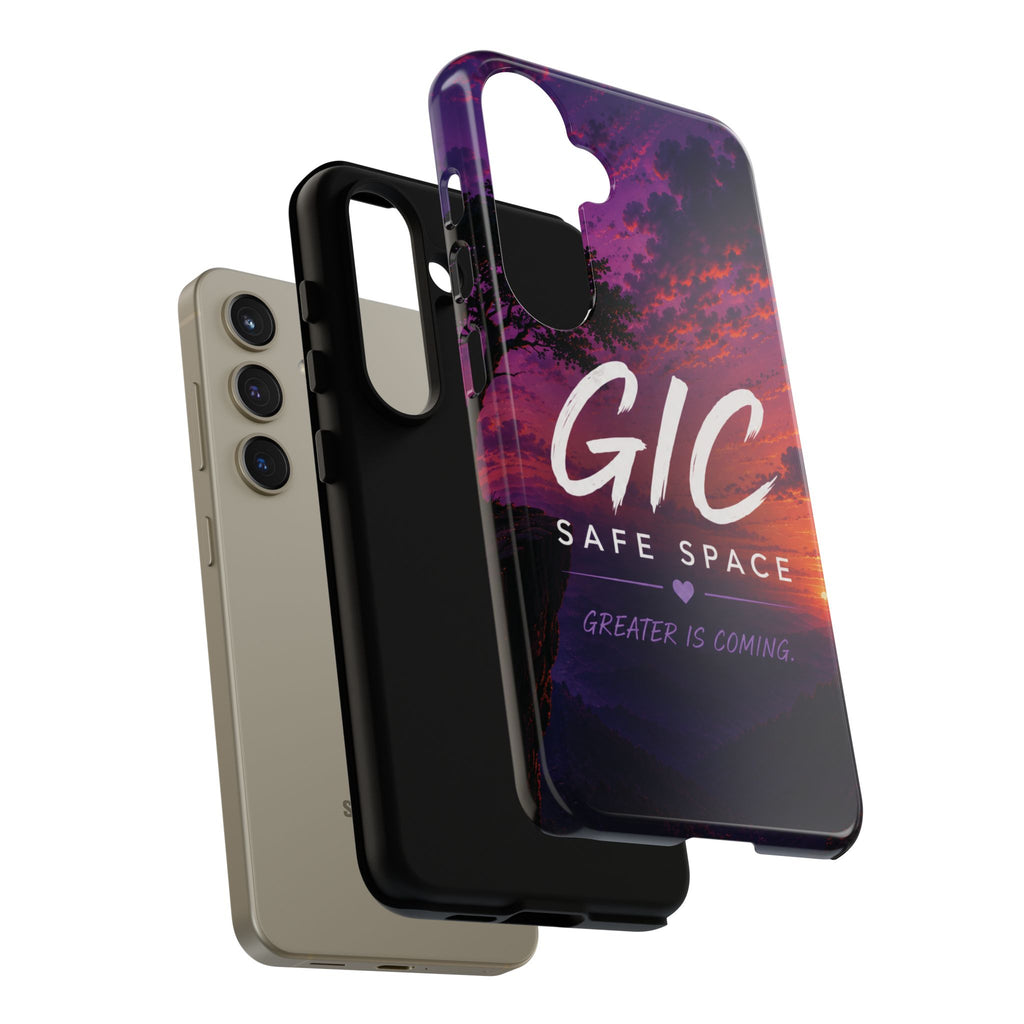 GIC Safe Space Tough Phone Case — "Greater Is Coming" Sunset Design