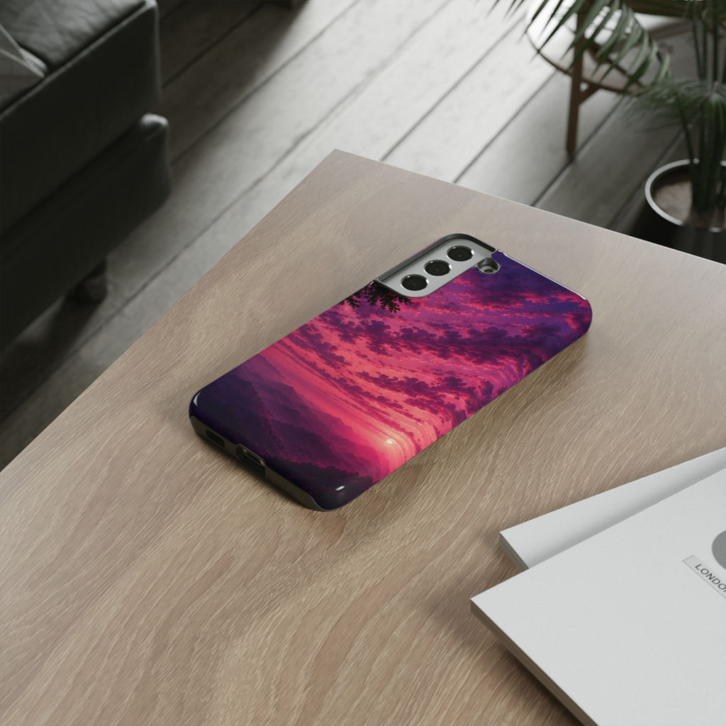 Sunset Mountain Phone Case — Purple Pink Scenic Tough Case