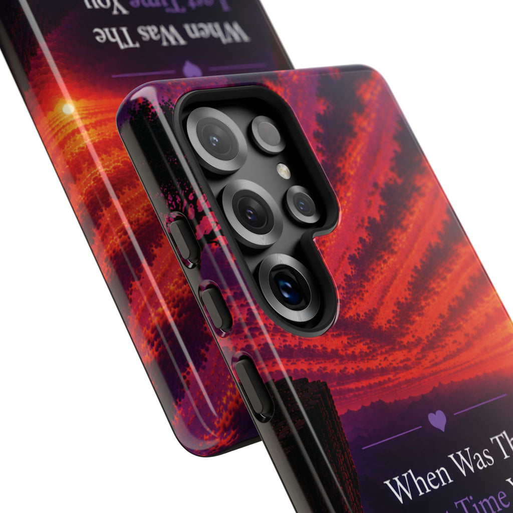 Inspirational Phone Case - "When Was The Last Time You Checked On Yourself?" Sunset Self-Care Quote