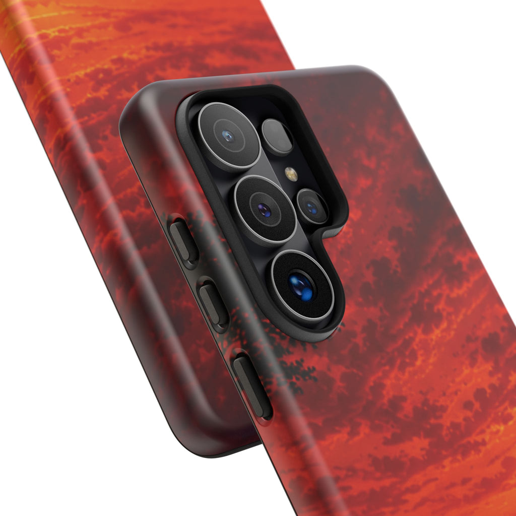 Sunset Mountain Tough Phone Case — Red Horizon Landscape Protective Case