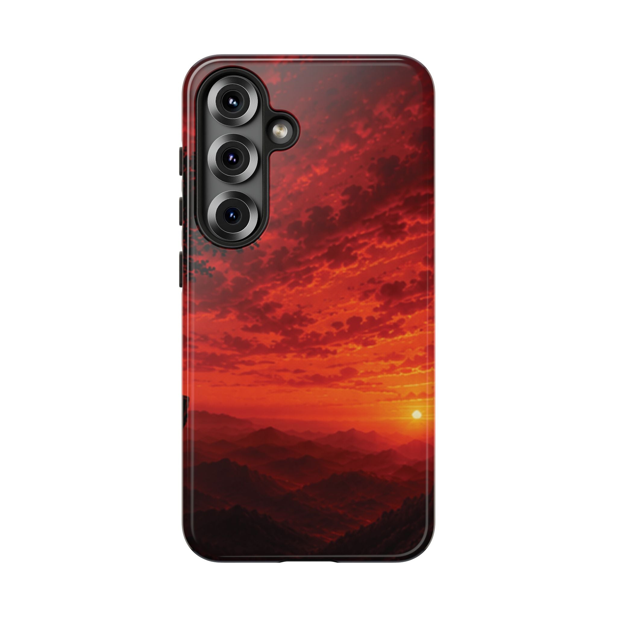 Sunset Mountain Tough Phone Case — Red Horizon Landscape Protective Case