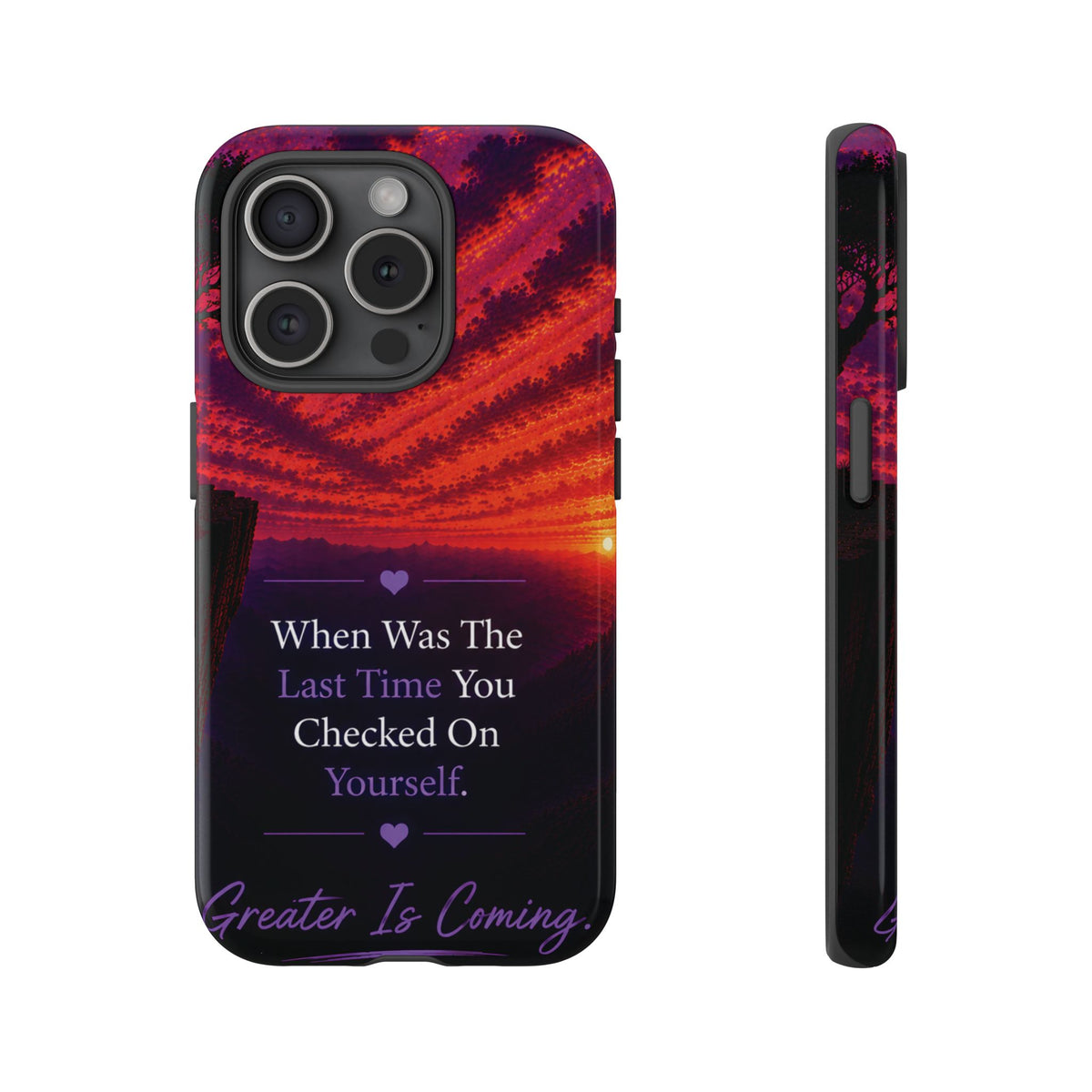 Inspirational Phone Case - "When Was The Last Time You Checked On Yourself?" Sunset Self-Care Quote