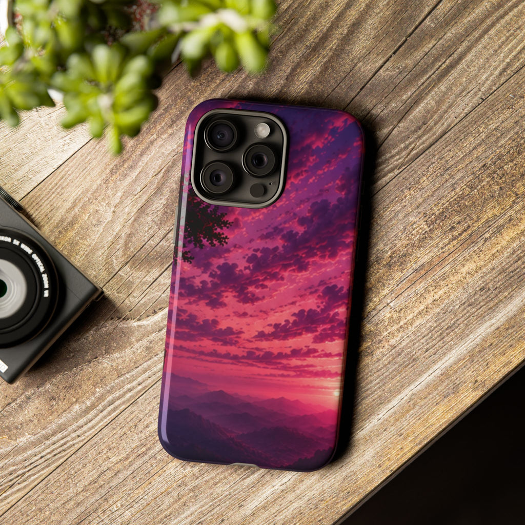 Sunset Mountain Phone Case — Purple Pink Scenic Tough Case