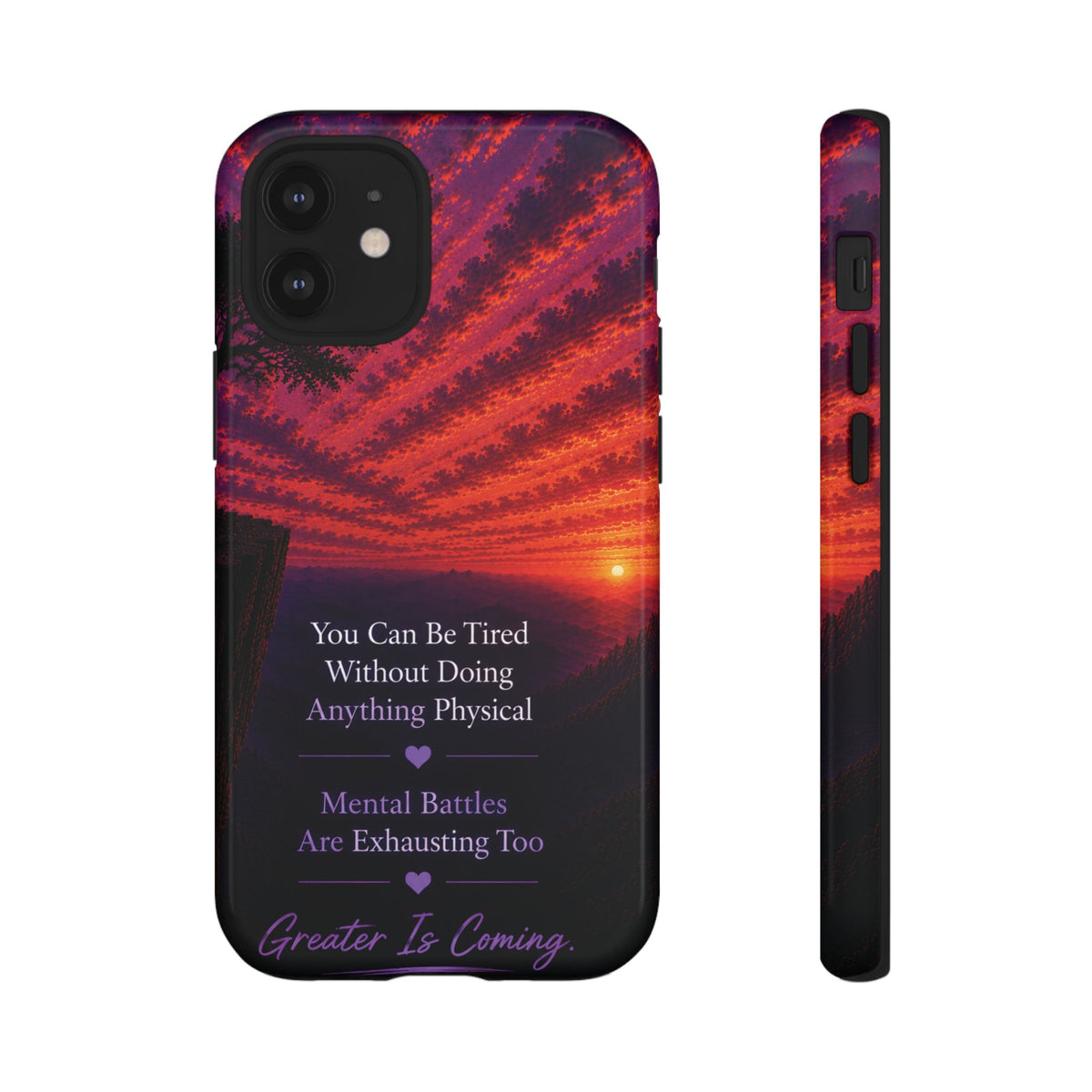 Phone Case — "Greater Is Coming" Inspirational Sunset Design