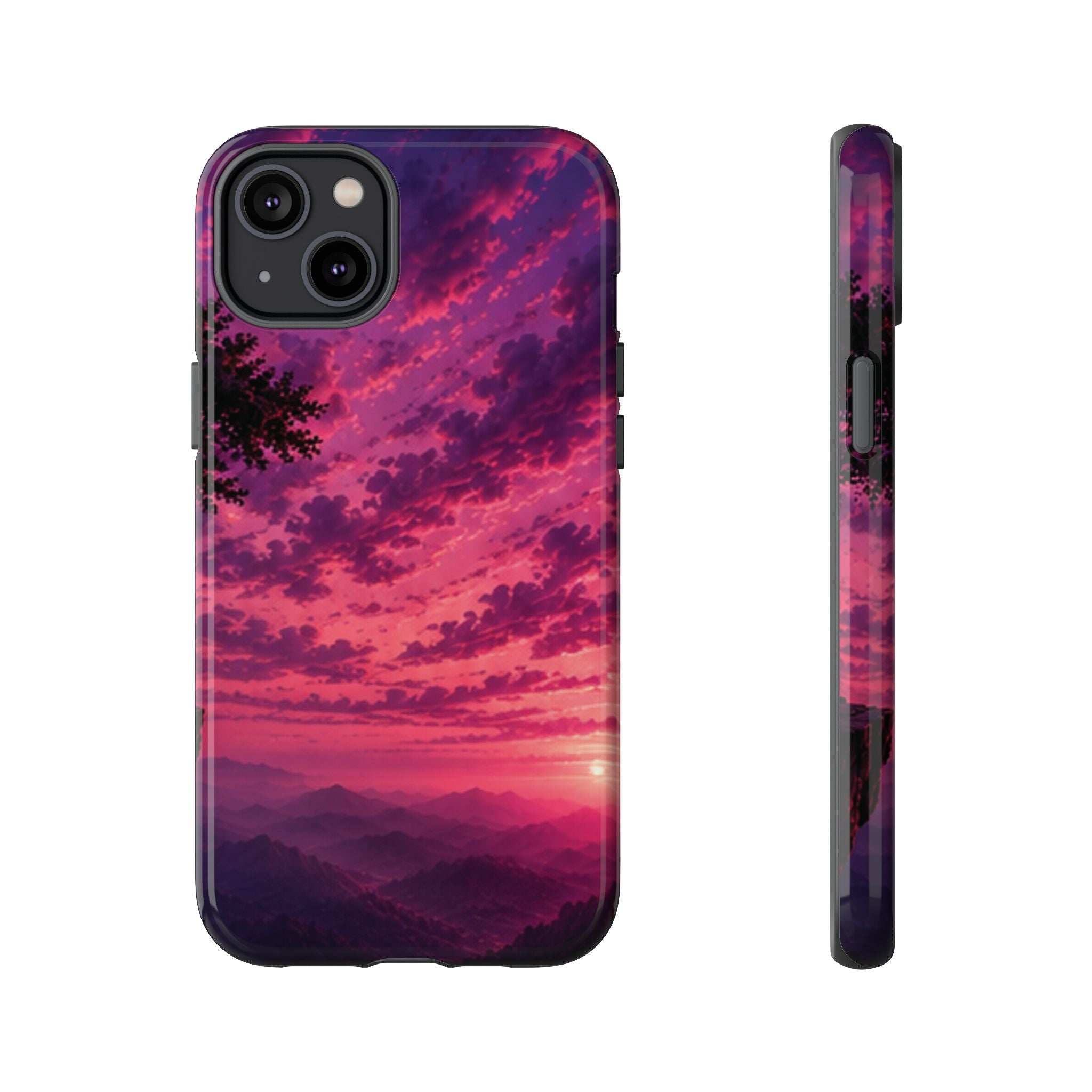 Sunset Mountain Phone Case — Purple Pink Scenic Tough Case