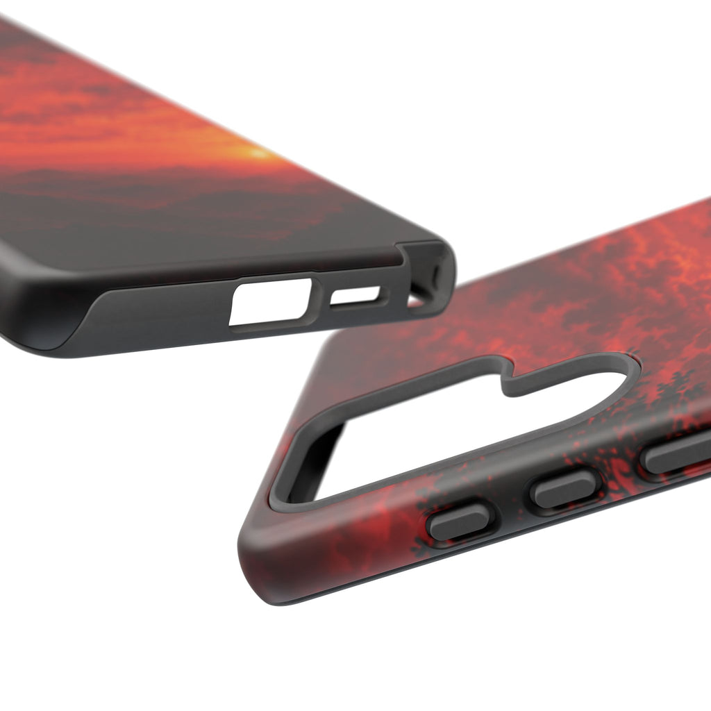 Sunset Mountain Tough Phone Case — Red Horizon Landscape Protective Case