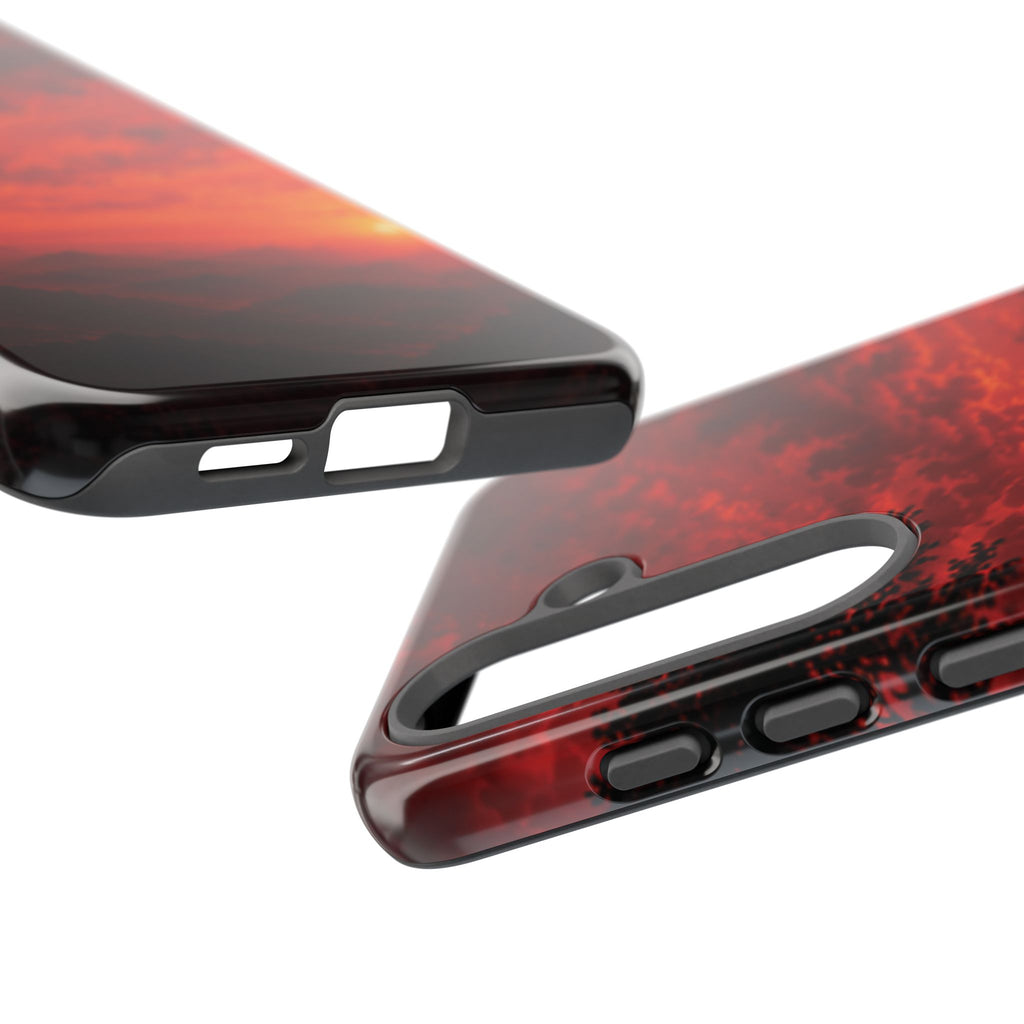 Sunset Mountain Tough Phone Case — Red Horizon Landscape Protective Case