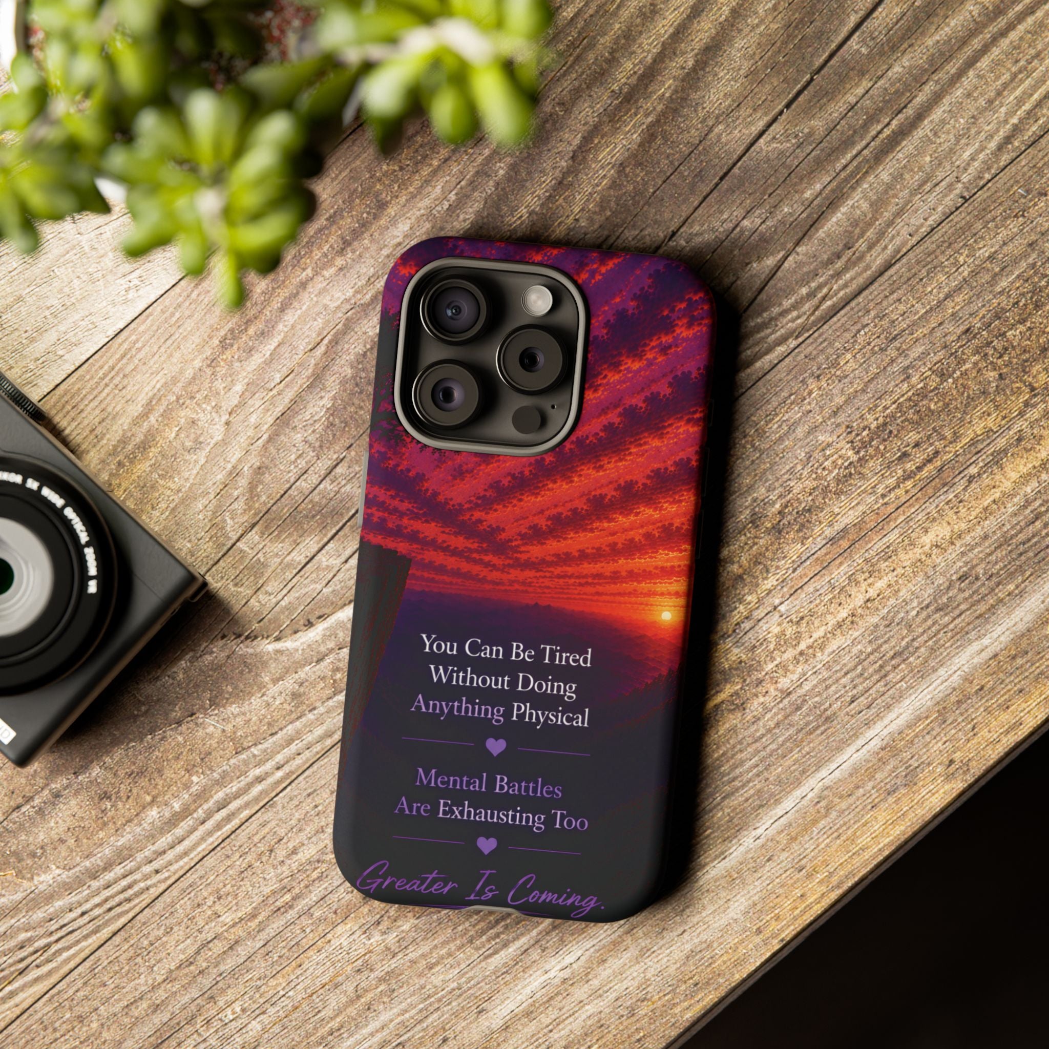 Phone Case — "Greater Is Coming" Inspirational Sunset Design