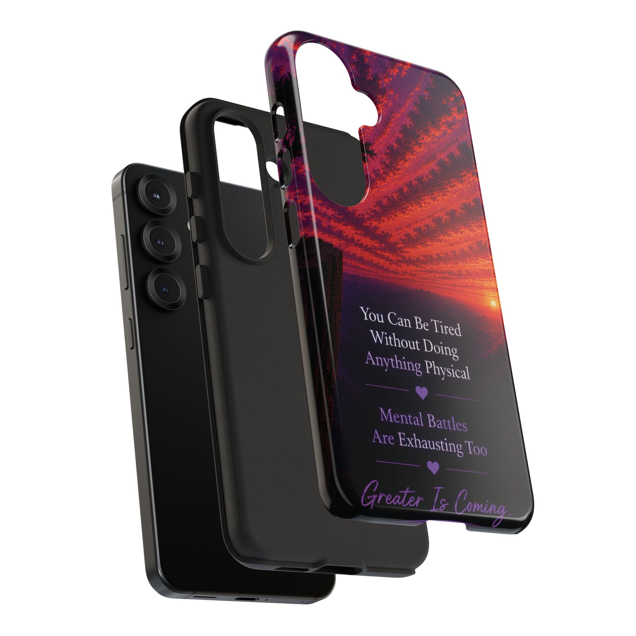 Phone Case — "Greater Is Coming" Inspirational Sunset Design