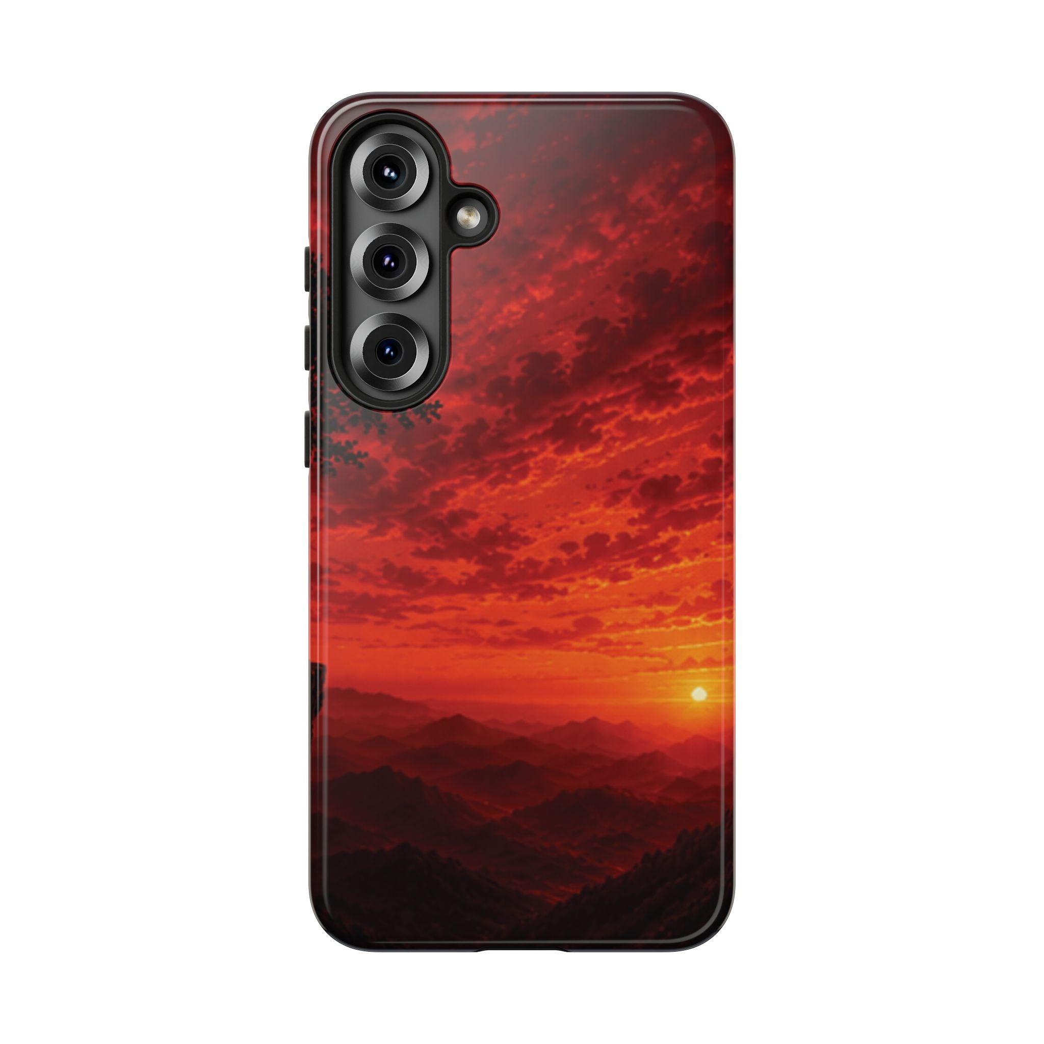 Sunset Mountain Tough Phone Case — Red Horizon Landscape Protective Case