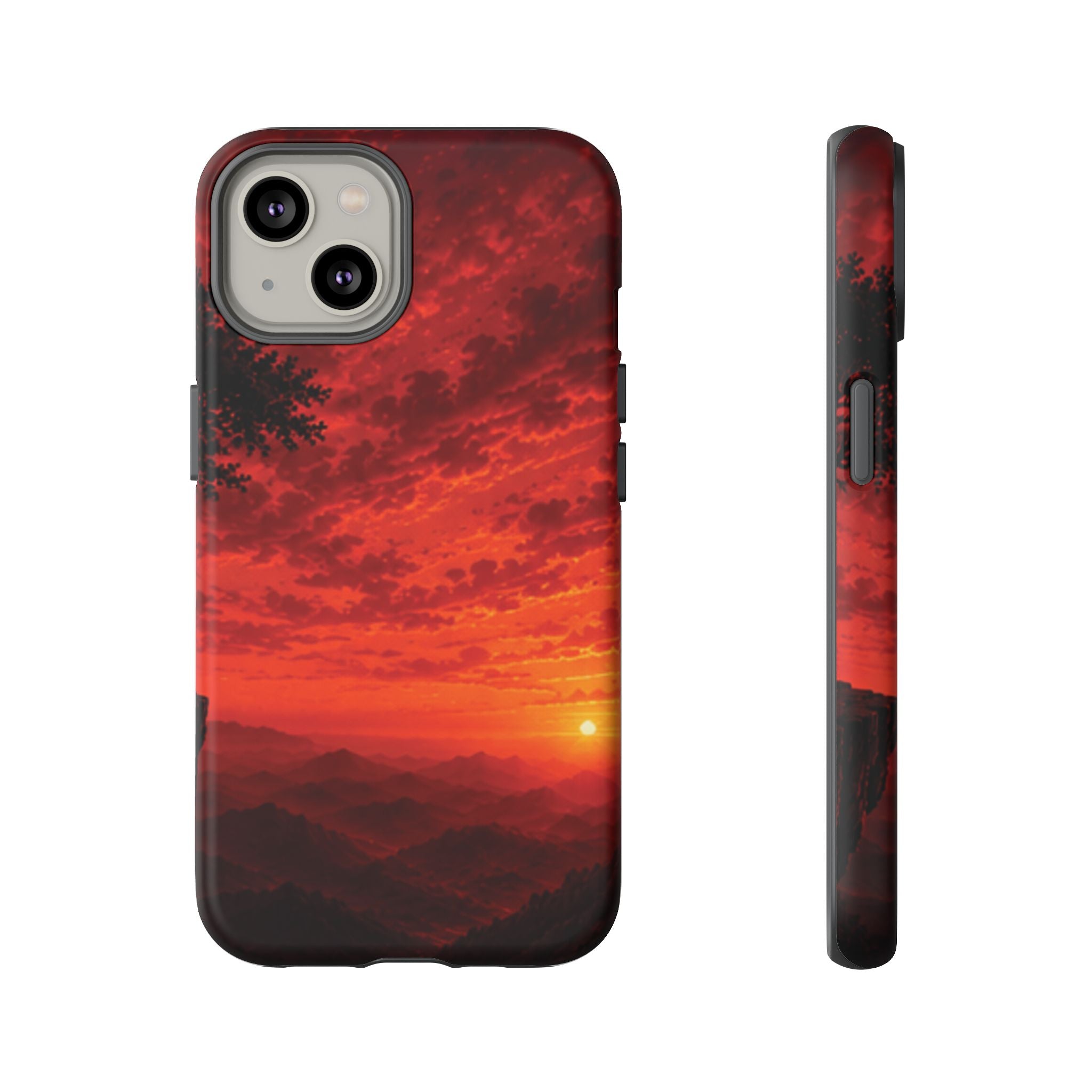 Sunset Mountain Tough Phone Case — Red Horizon Landscape Protective Case