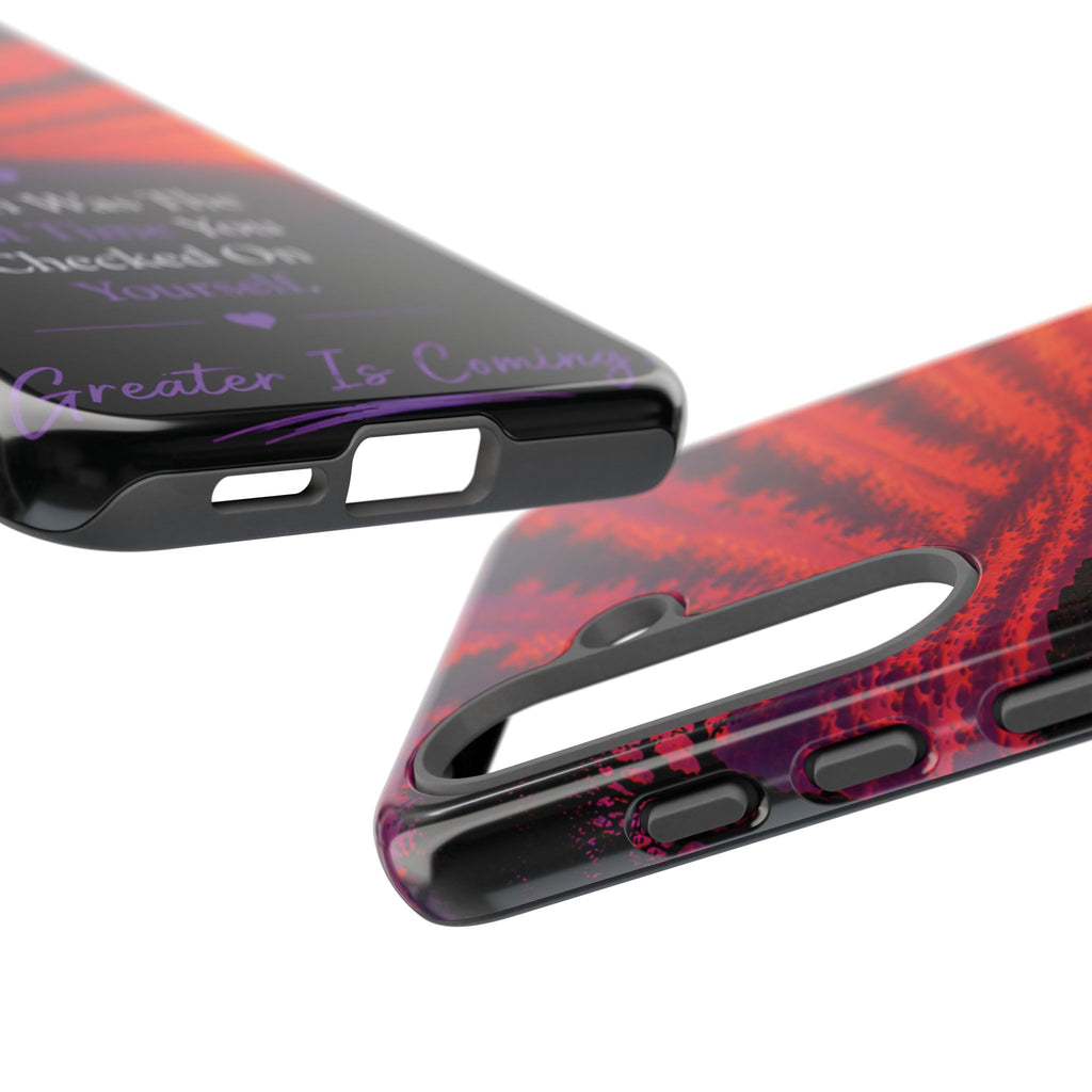 Inspirational Phone Case - "When Was The Last Time You Checked On Yourself?" Sunset Self-Care Quote