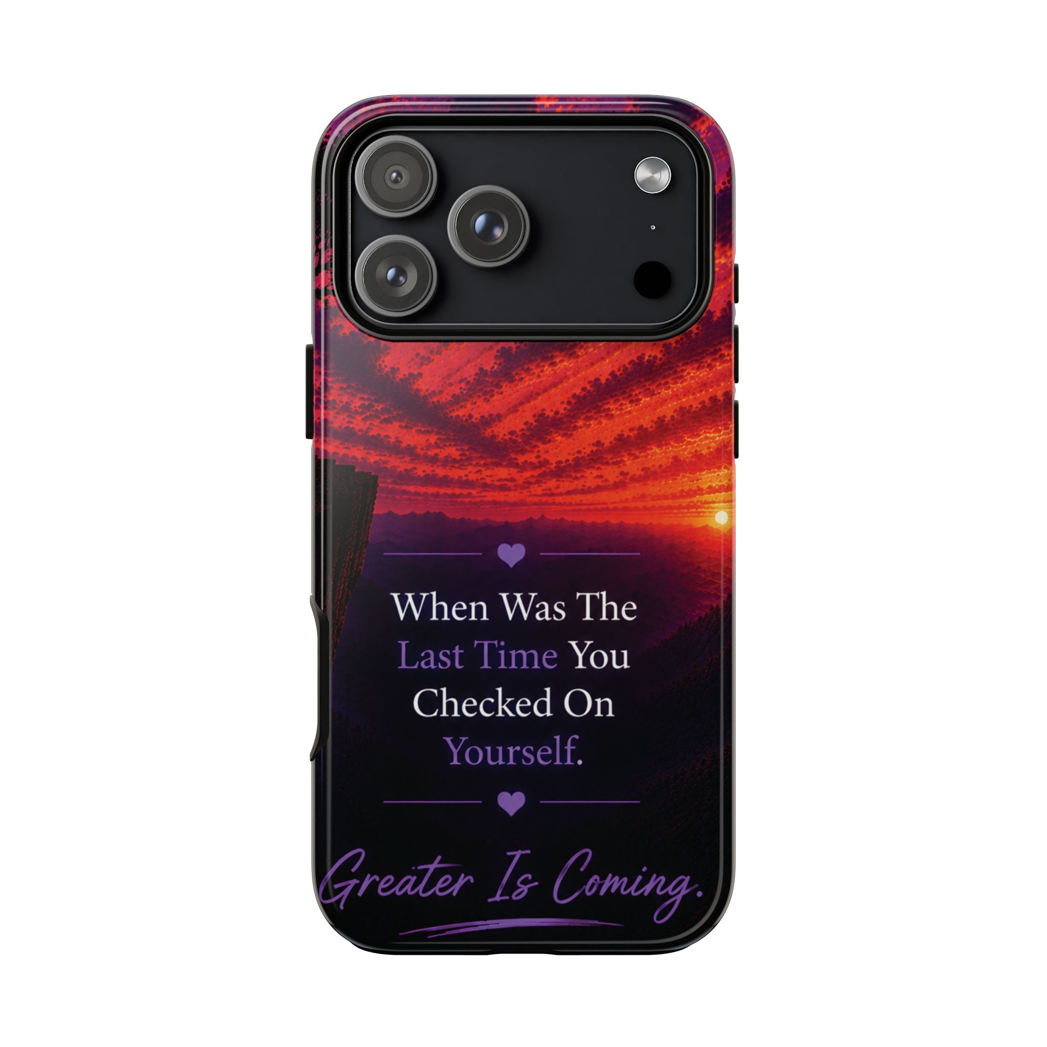 Inspirational Phone Case - "When Was The Last Time You Checked On Yourself?" Sunset Self-Care Quote