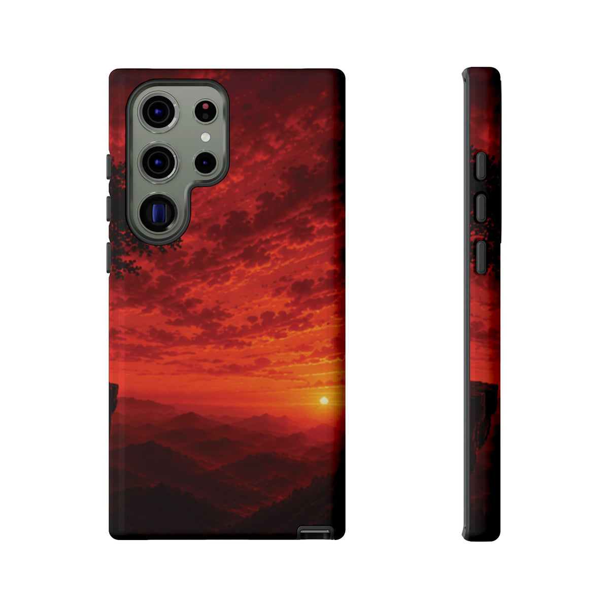 Sunset Mountain Tough Phone Case — Red Horizon Landscape Protective Case