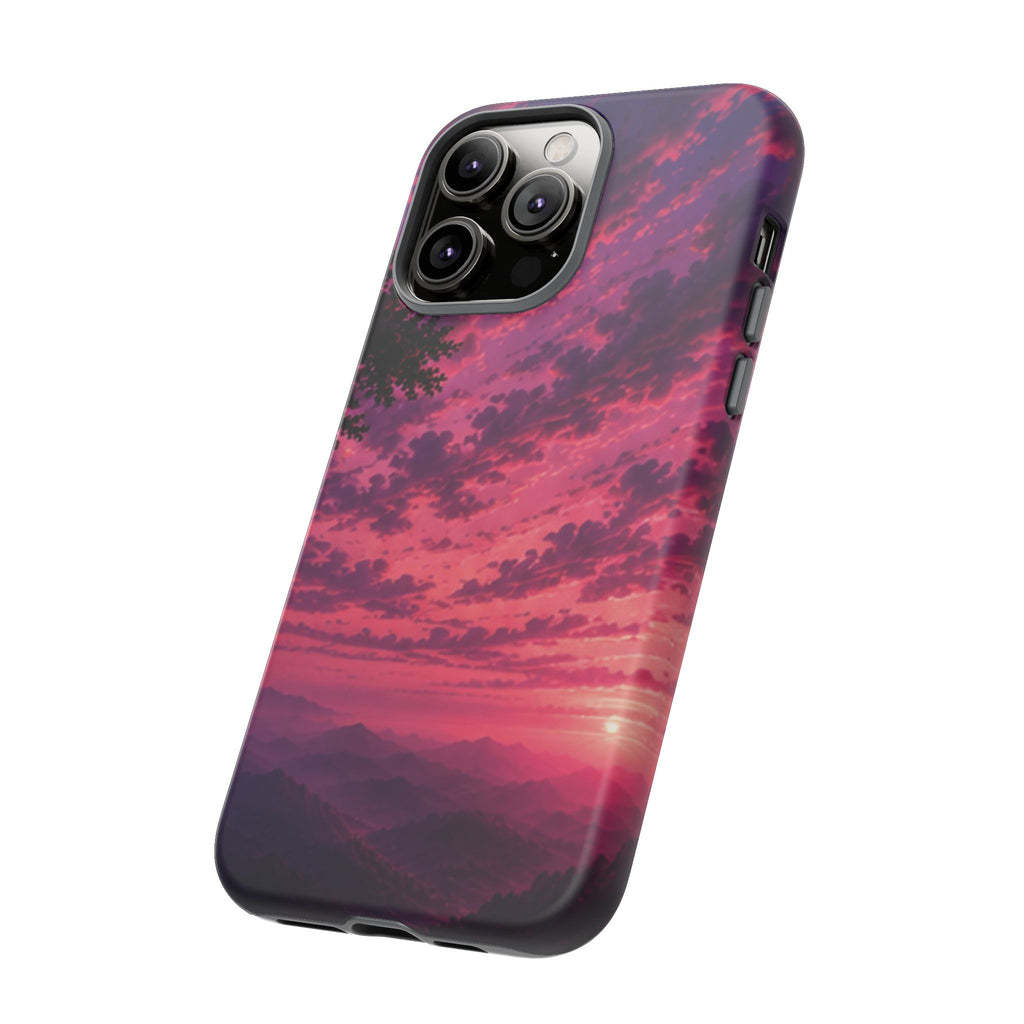 Sunset Mountain Phone Case — Purple Pink Scenic Tough Case