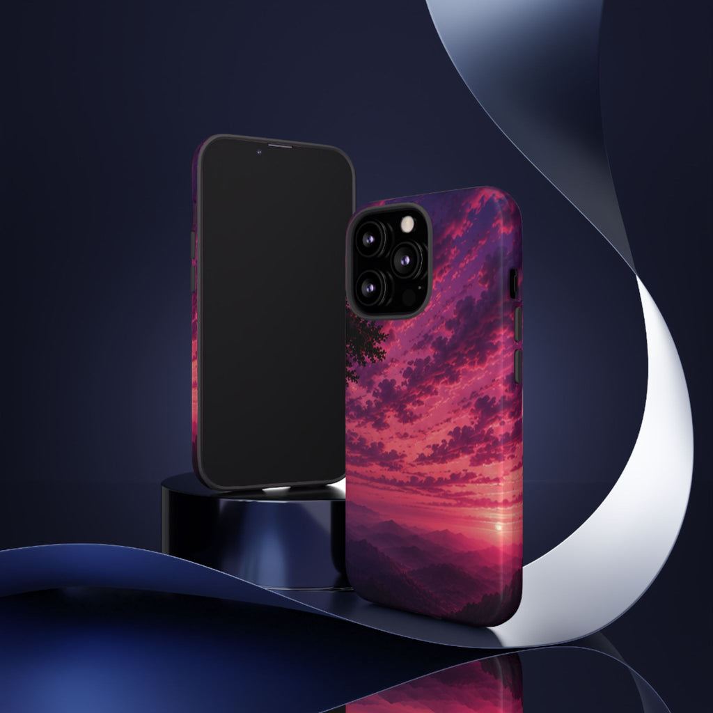 Sunset Mountain Phone Case — Purple Pink Scenic Tough Case