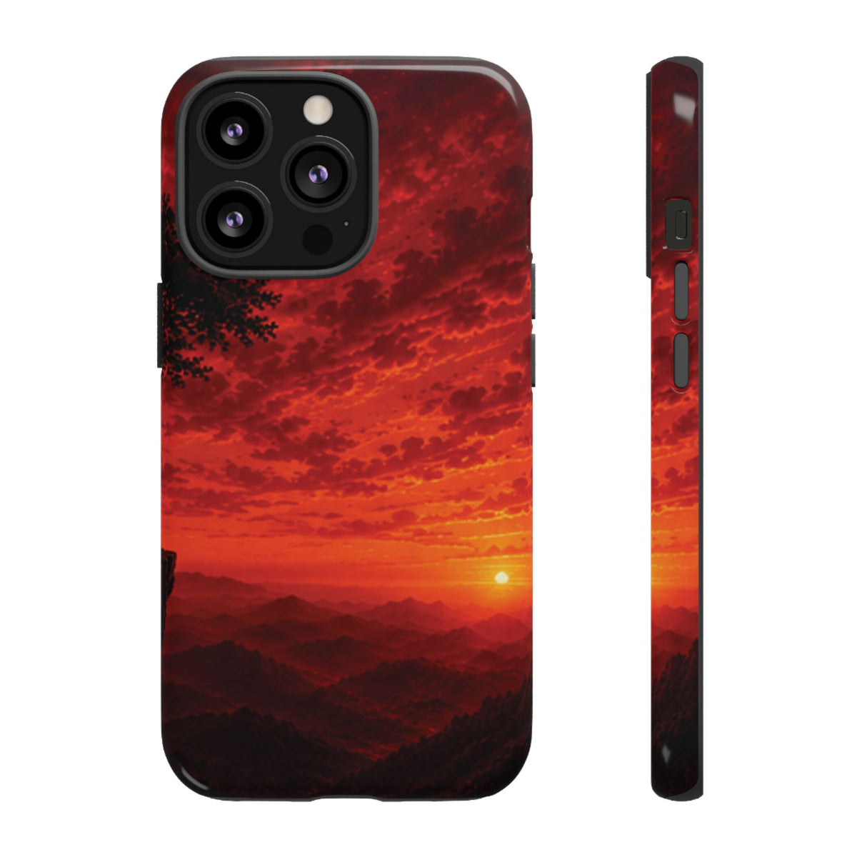 Sunset Mountain Tough Phone Case — Red Horizon Landscape Protective Case