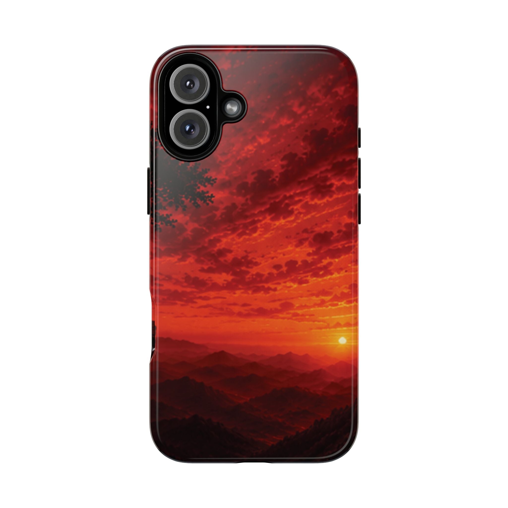 Sunset Mountain Tough Phone Case — Red Horizon Landscape Protective Case