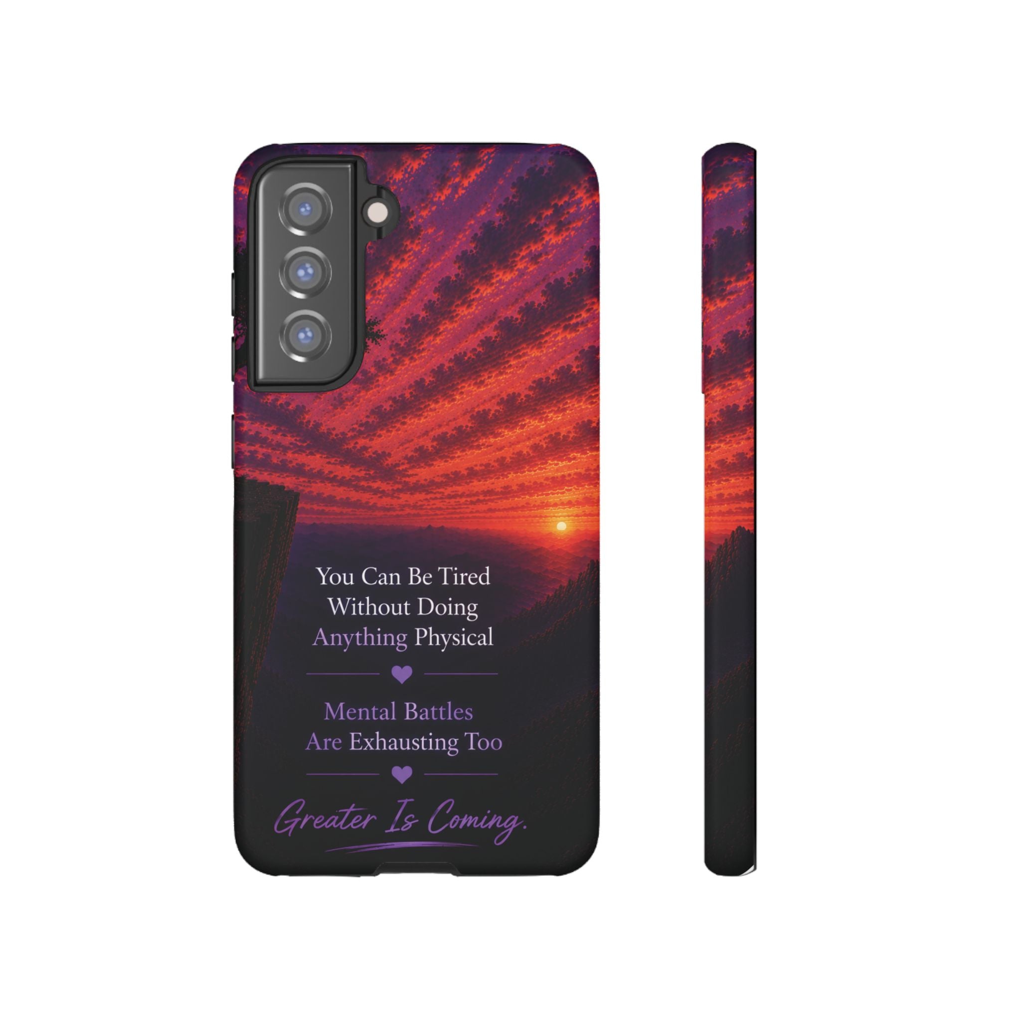 Phone Case — "Greater Is Coming" Inspirational Sunset Design