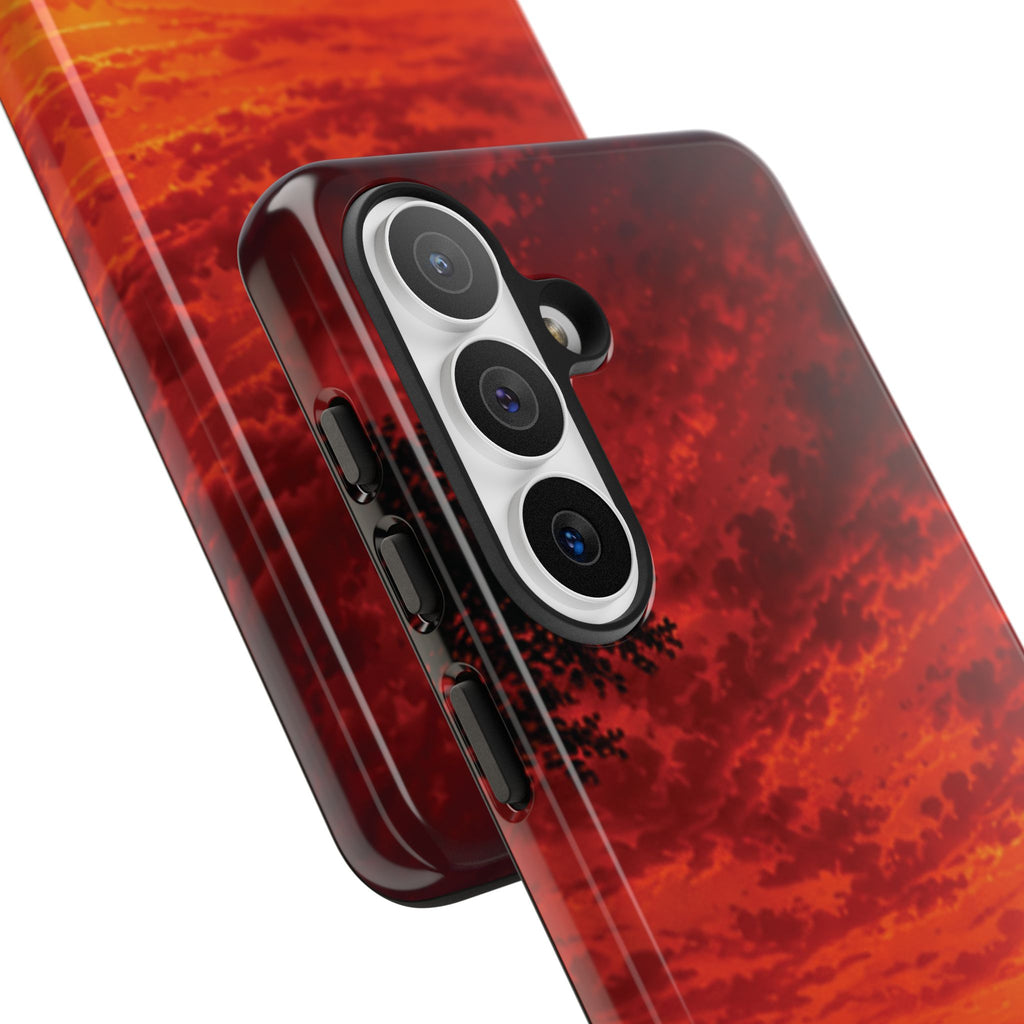 Sunset Mountain Tough Phone Case — Red Horizon Landscape Protective Case