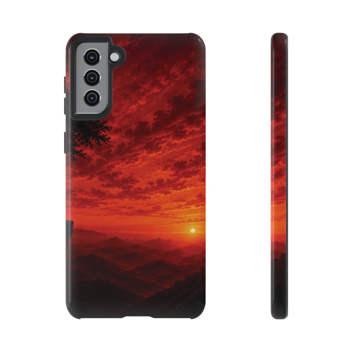 Sunset Mountain Tough Phone Case — Red Horizon Landscape Protective Case