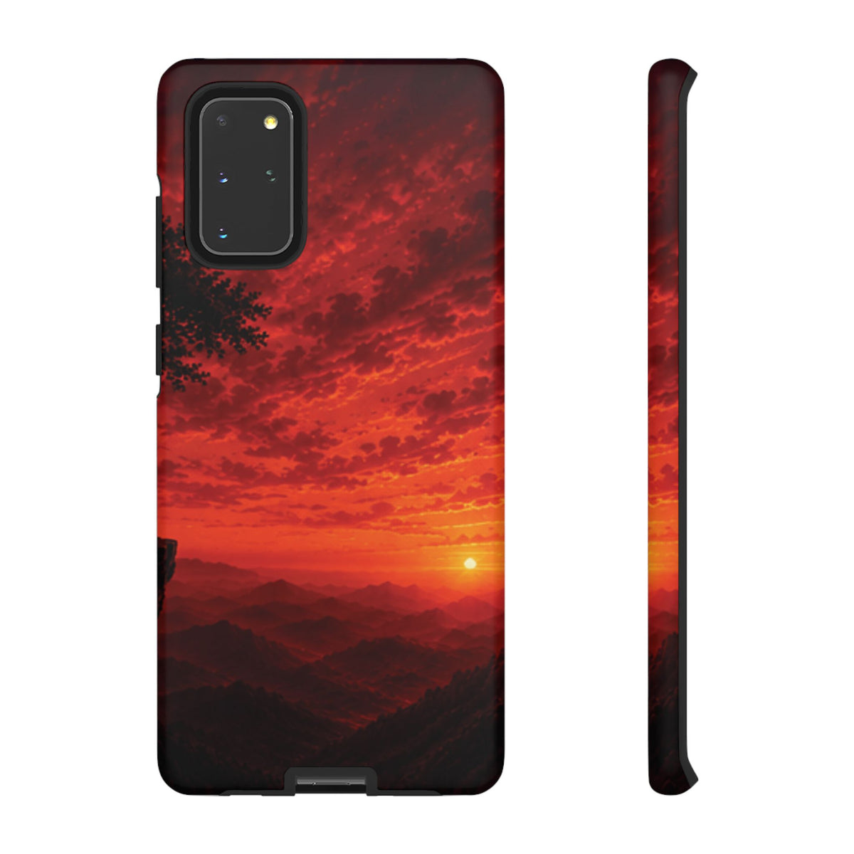 Sunset Mountain Tough Phone Case — Red Horizon Landscape Protective Case