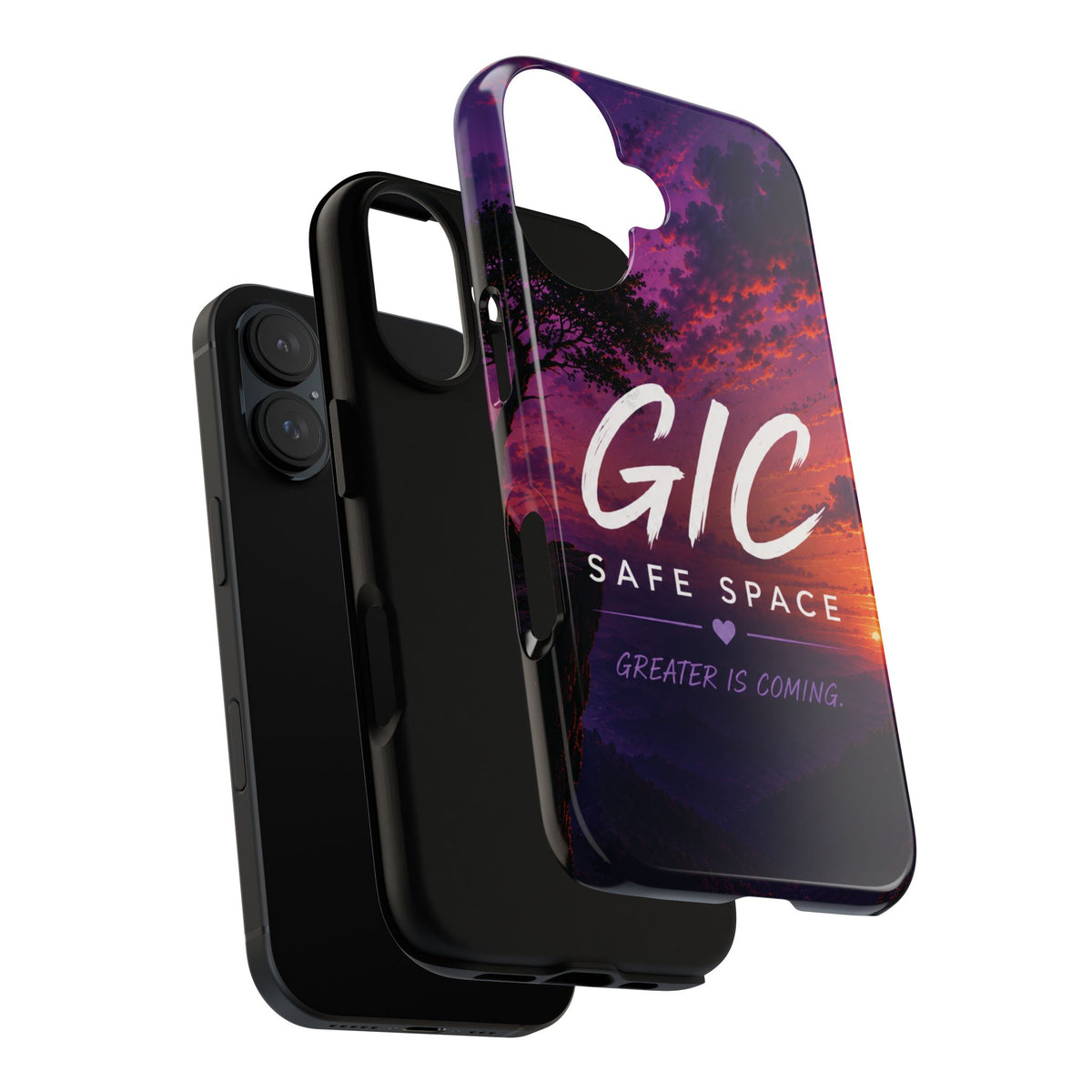 GIC Safe Space Tough Phone Case — "Greater Is Coming" Sunset Design
