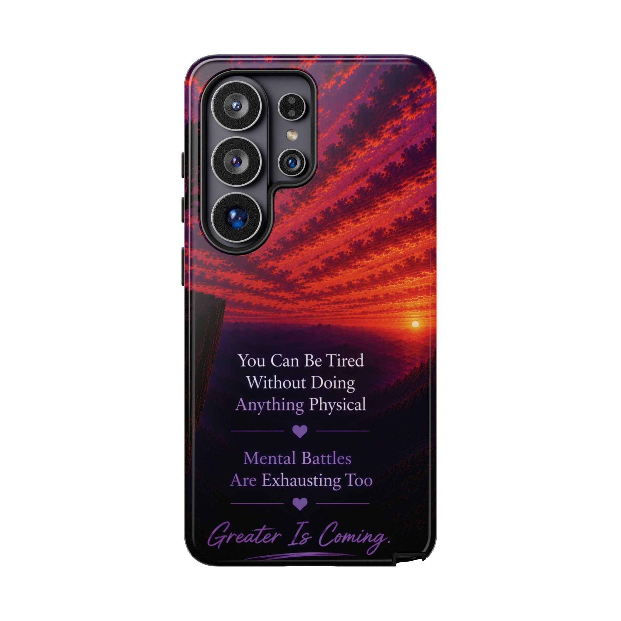 Phone Case — "Greater Is Coming" Inspirational Sunset Design