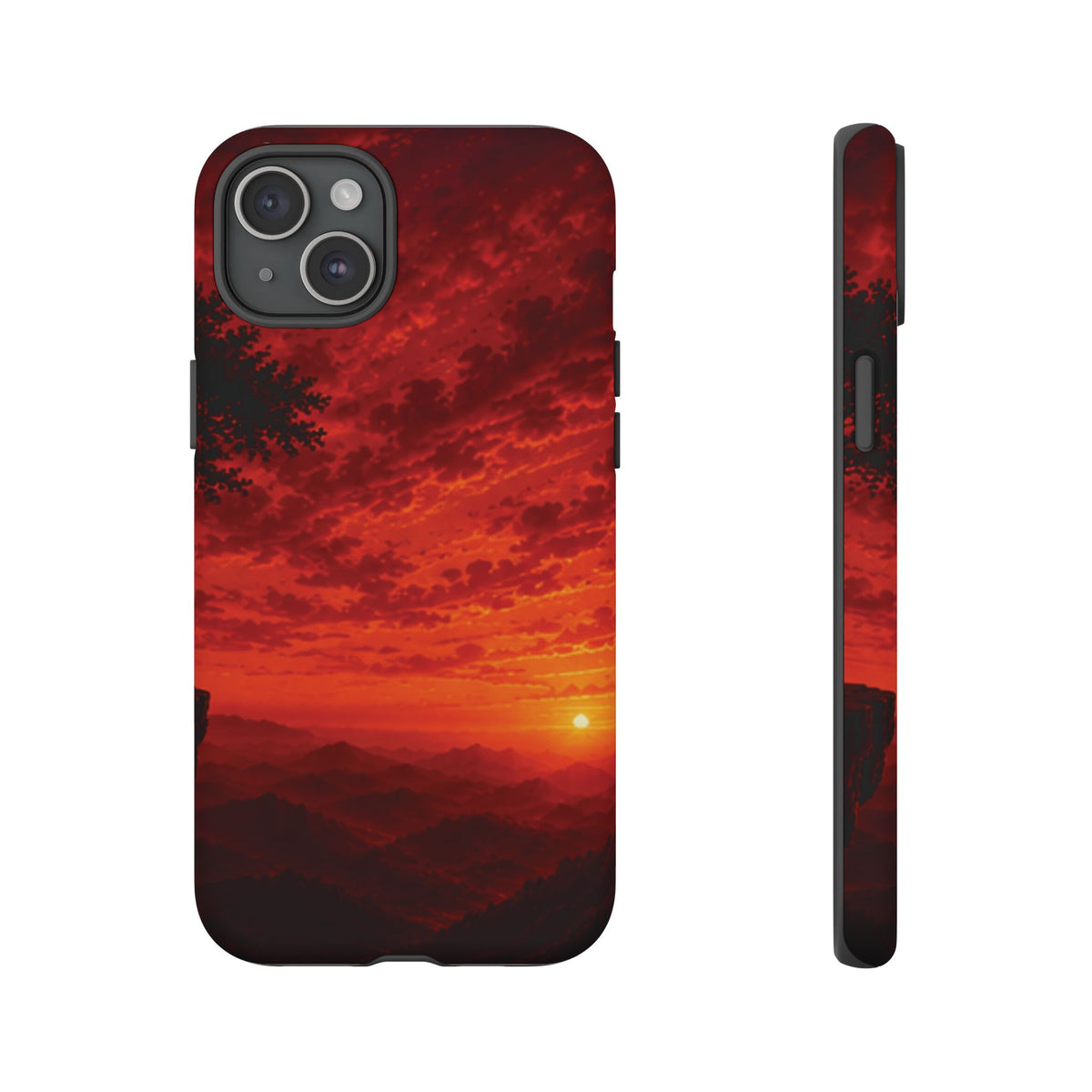 Sunset Mountain Tough Phone Case — Red Horizon Landscape Protective Case
