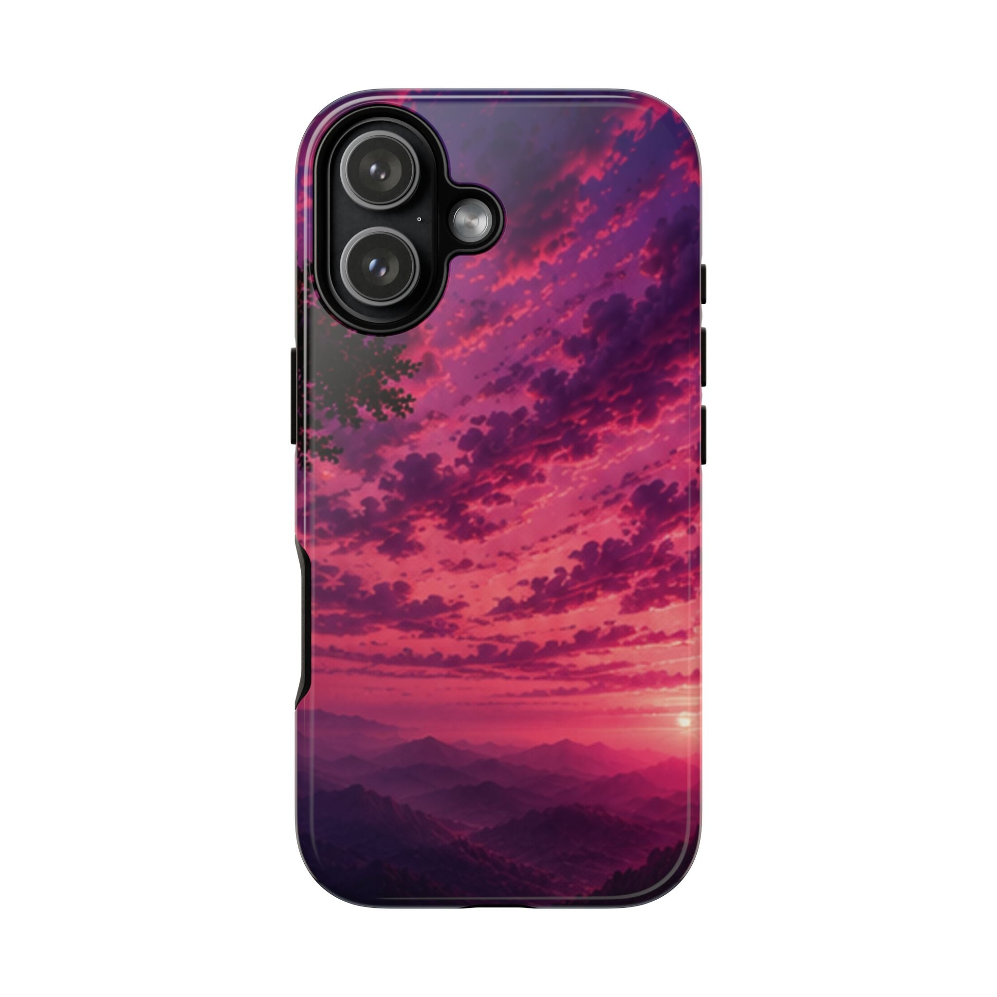 Sunset Mountain Phone Case — Purple Pink Scenic Tough Case