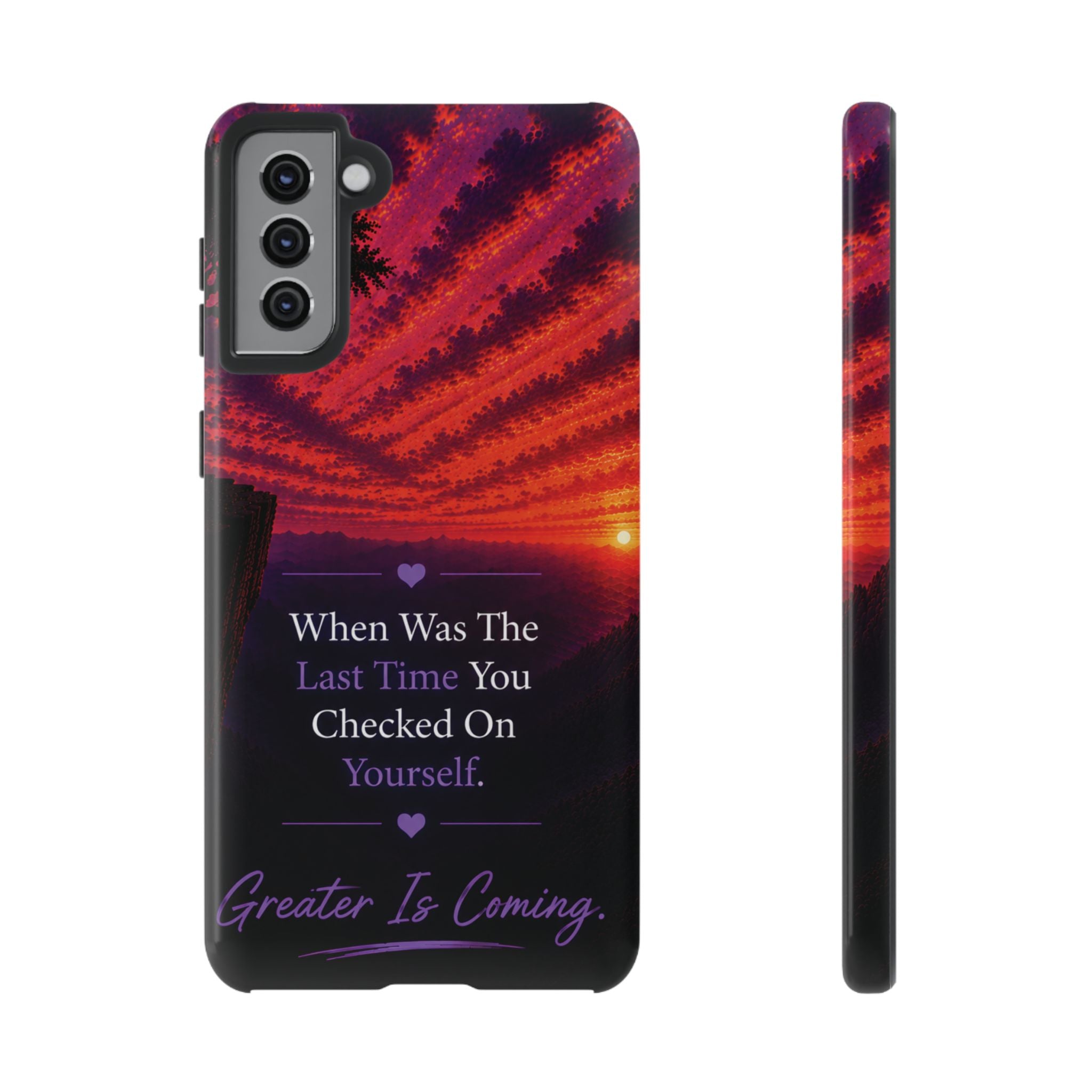 Inspirational Phone Case - "When Was The Last Time You Checked On Yourself?" Sunset Self-Care Quote