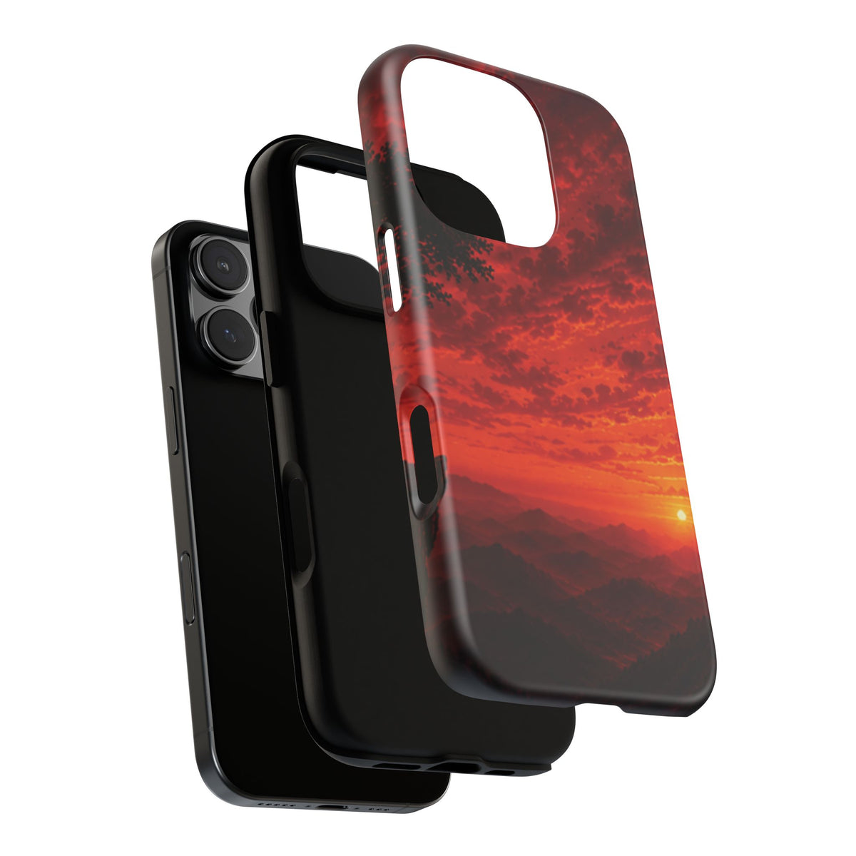 Sunset Mountain Tough Phone Case — Red Horizon Landscape Protective Case