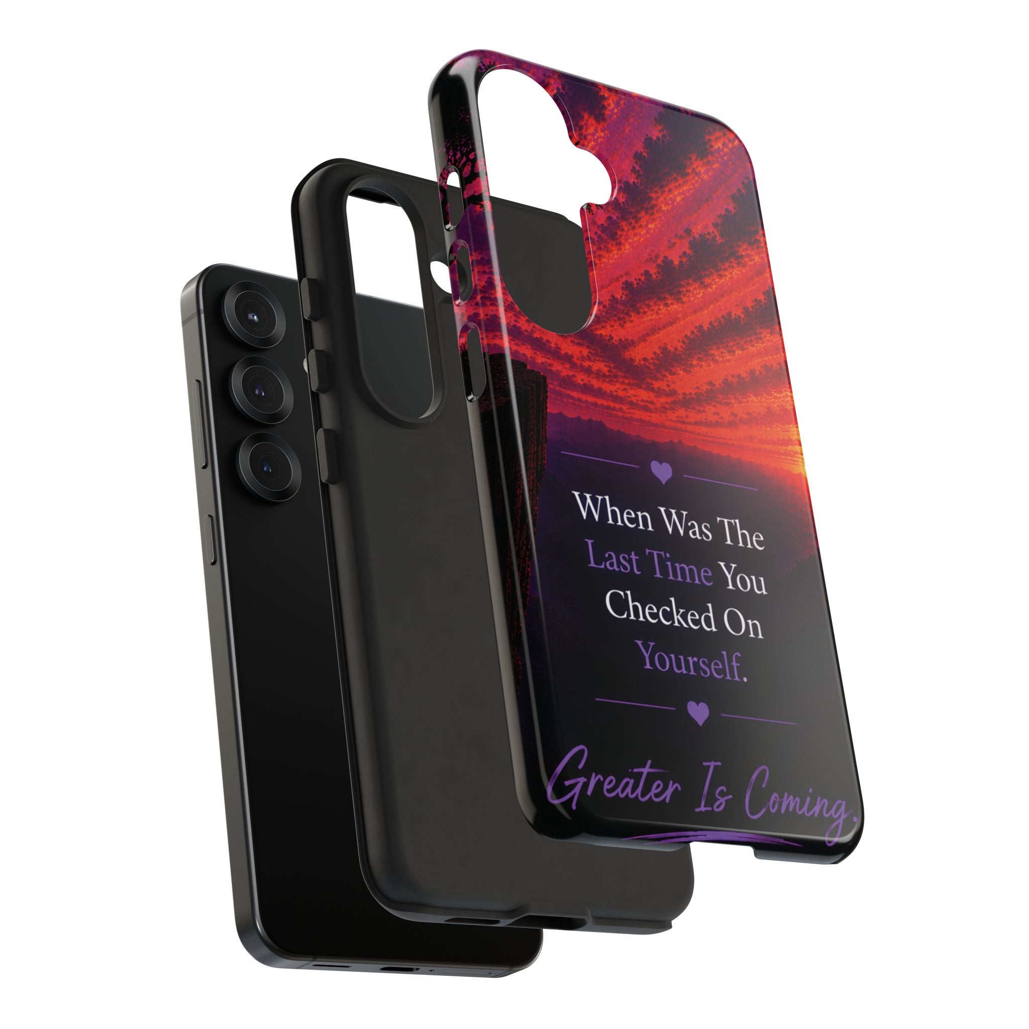 Inspirational Phone Case - "When Was The Last Time You Checked On Yourself?" Sunset Self-Care Quote
