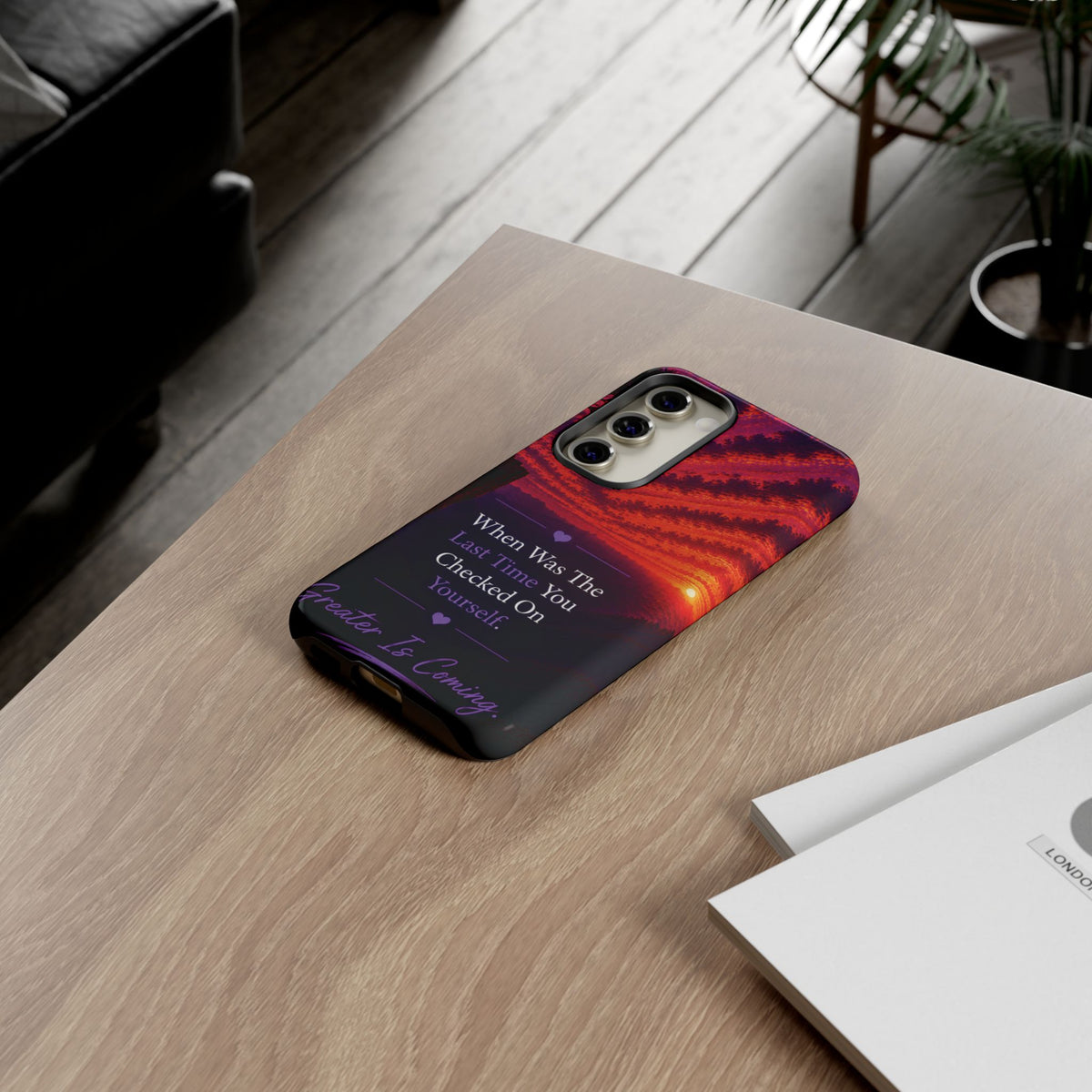 Inspirational Phone Case - "When Was The Last Time You Checked On Yourself?" Sunset Self-Care Quote