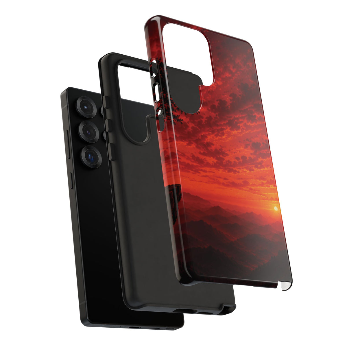 Sunset Mountain Tough Phone Case — Red Horizon Landscape Protective Case