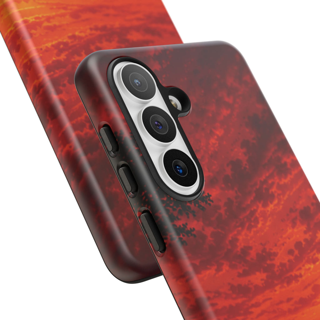 Sunset Mountain Tough Phone Case — Red Horizon Landscape Protective Case