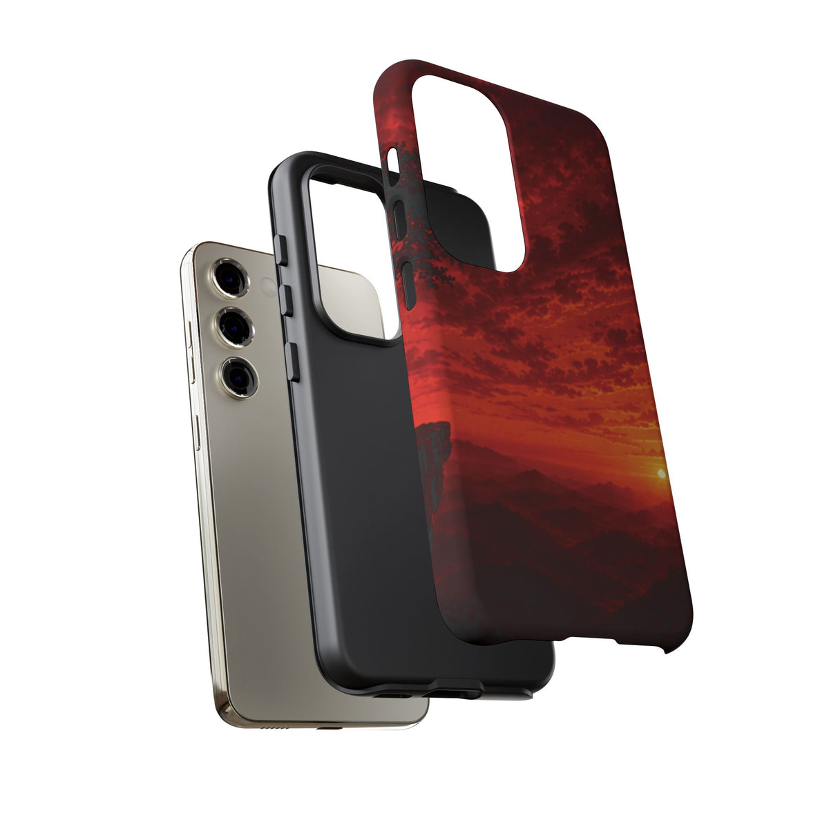 Sunset Mountain Tough Phone Case — Red Horizon Landscape Protective Case