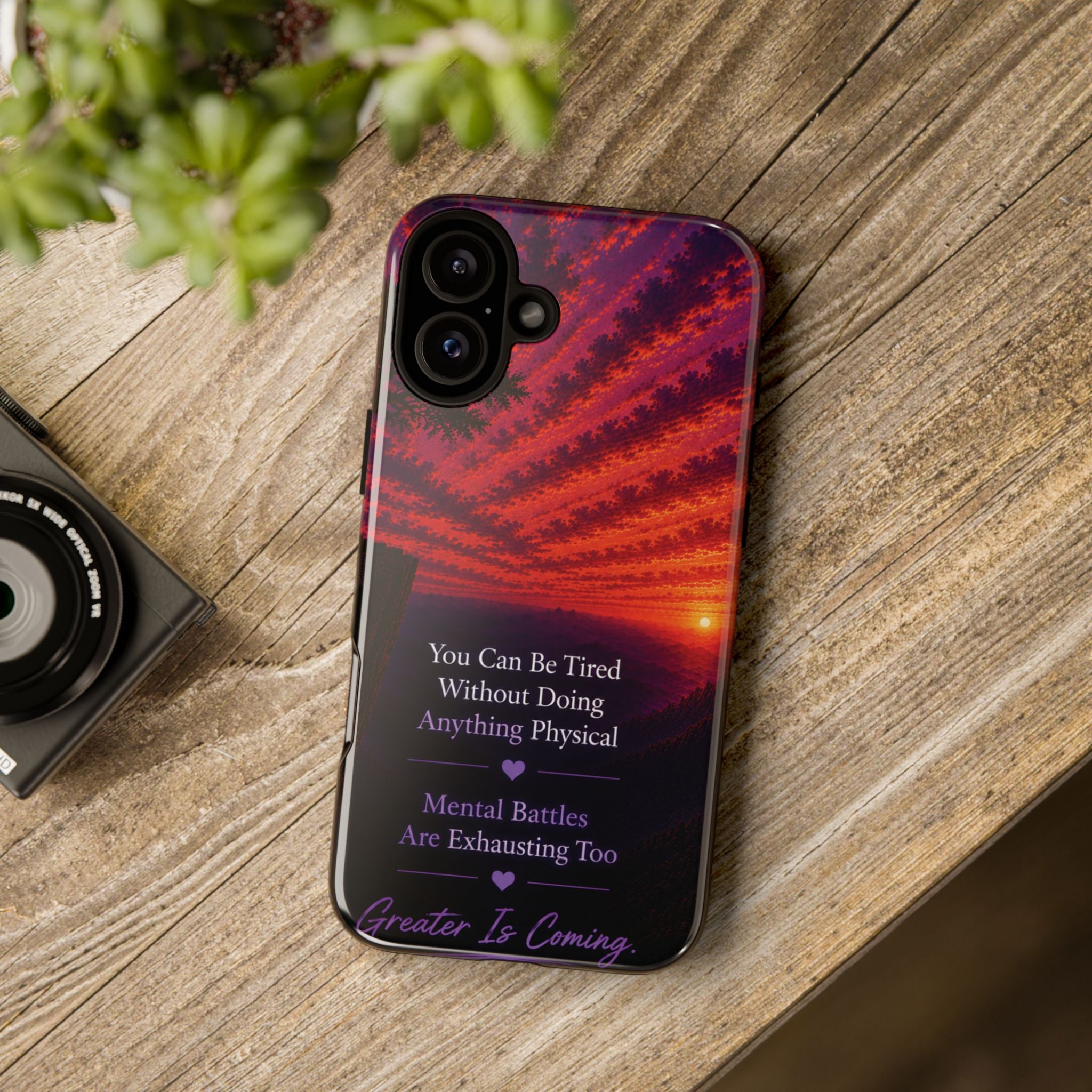 Phone Case — "Greater Is Coming" Inspirational Sunset Design